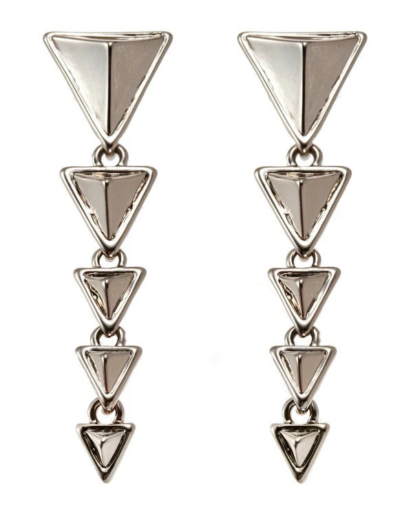House of Harlow 1960 Silver tone Triangle Pyramid Drop Earrings NWT