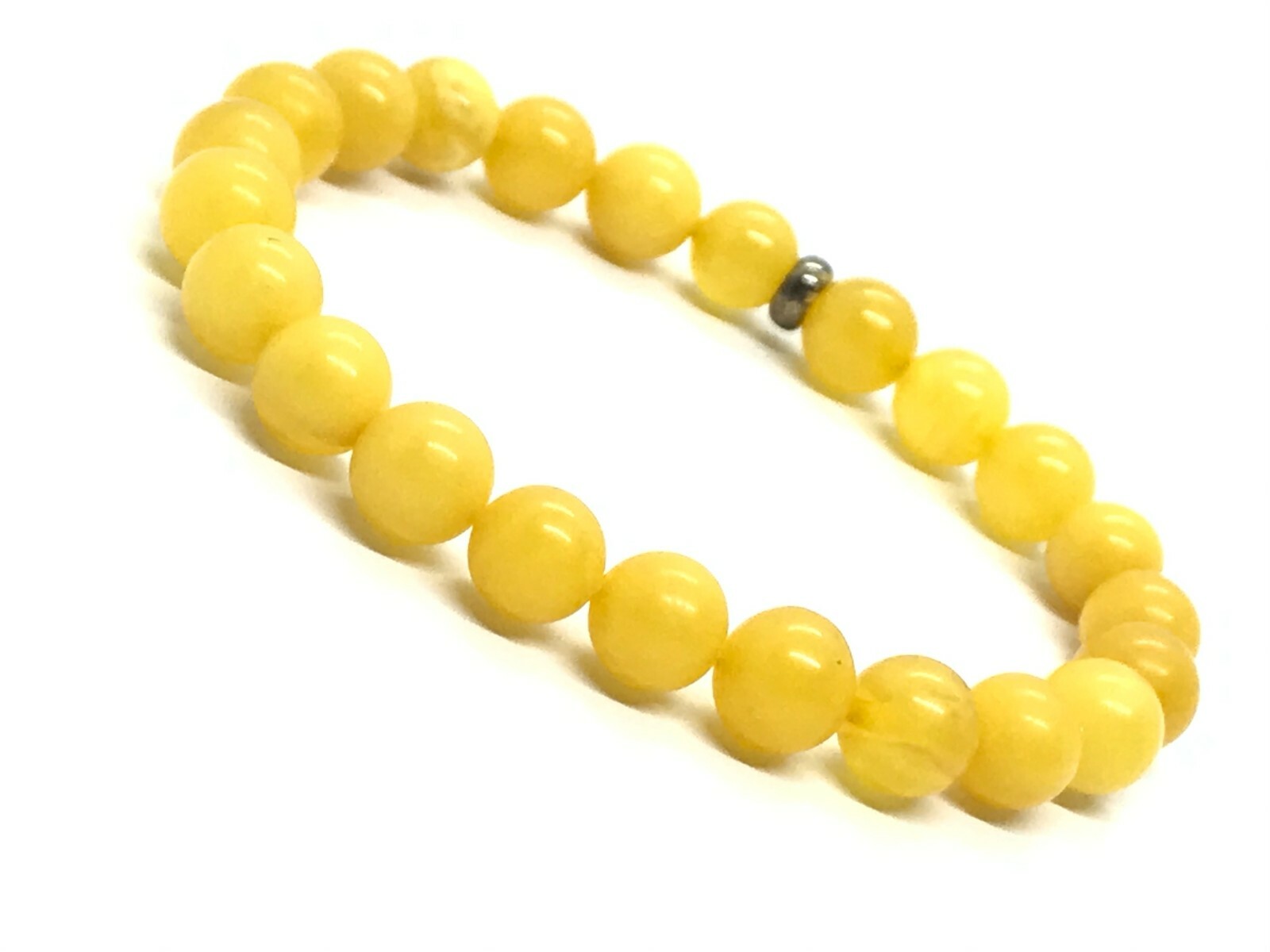 AMBER BRACELET Round Natural Baltic Amber Beads Egg Yolk Yellow Ladies 6,4g A104