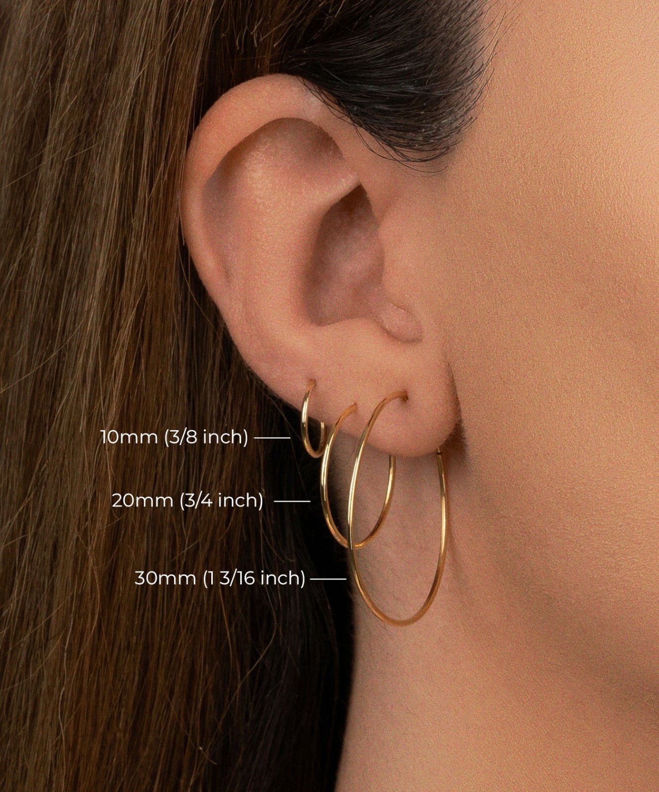 14K Real Solid White Gold Round Endless Hoop Earrings 1mm Tube Hoop – 20mm