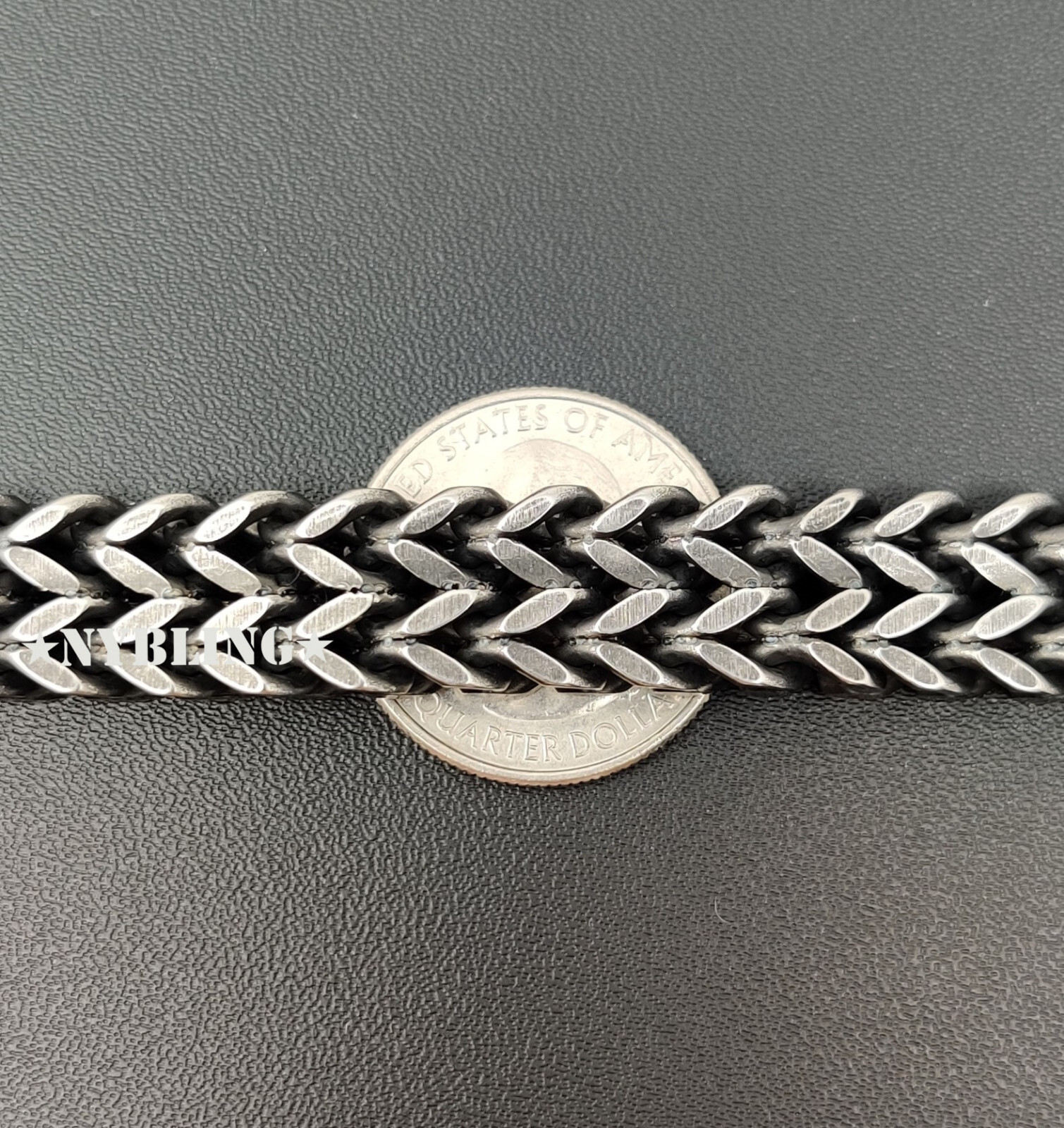 Stainless Steel Bracelet Meshed Woven Curb Chain Cuban Link Wristband Men Women