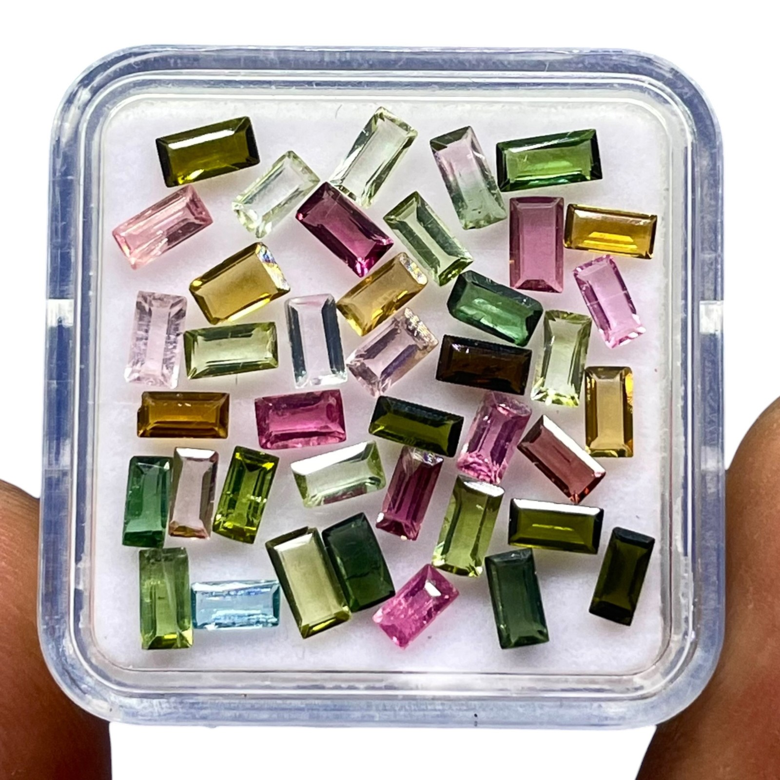 40 Pcs Natural Multi Tourmaline 3.9-4.7mm Baguette Cut Loose Untreated Gemstones