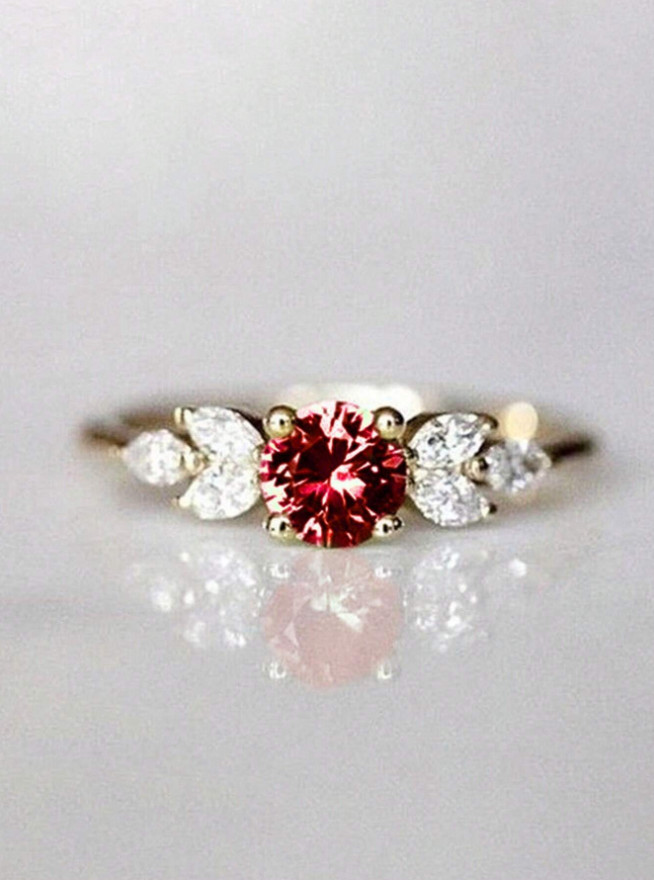 Women Fashion Round Cubic Zirconia Ring Wedding Engagement Jewelry Gift For Her