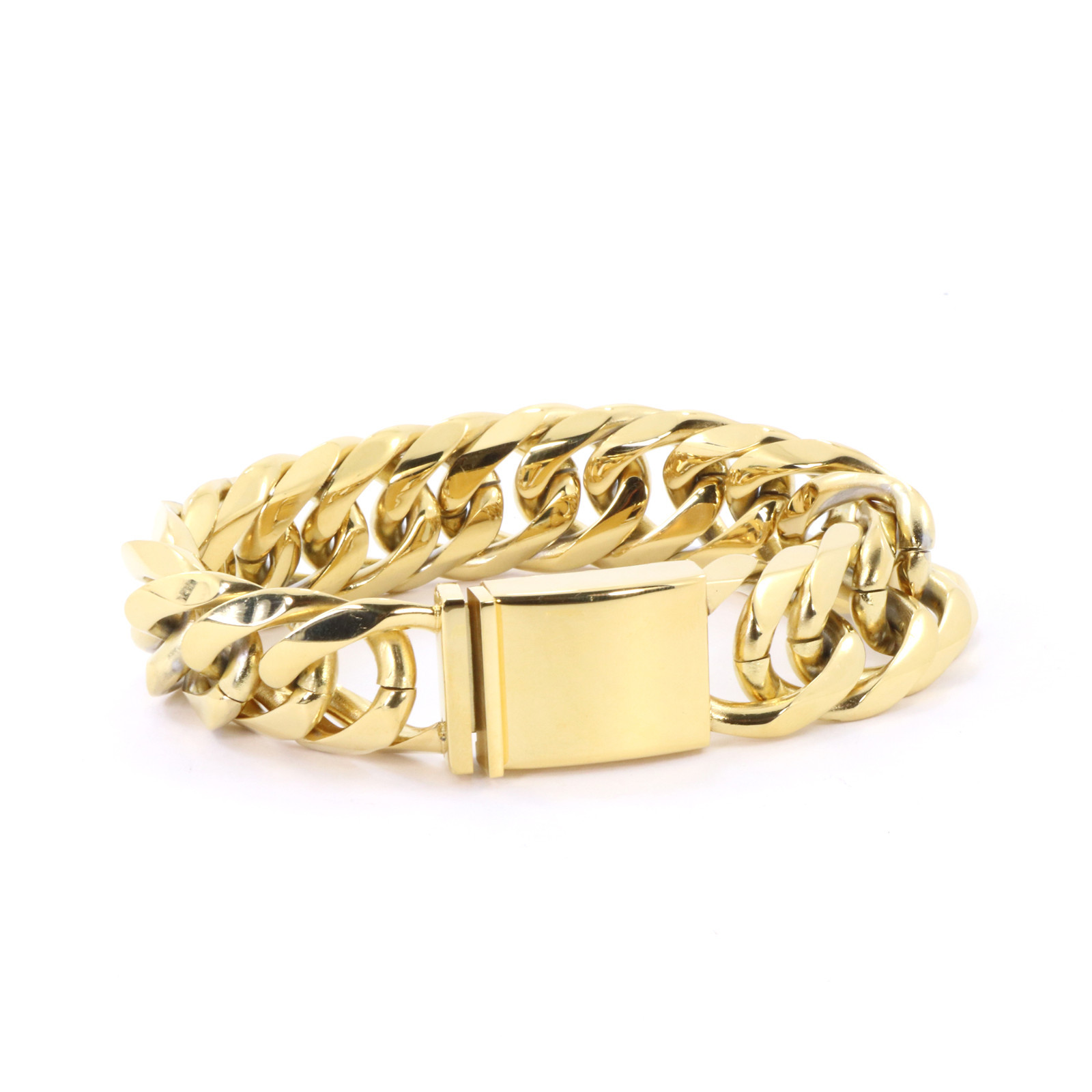 ANTI-TARNISH SOLID 14K GOLD FINISH 21mm THICK MIAMI CUBAN CHAIN BRACELET 20”