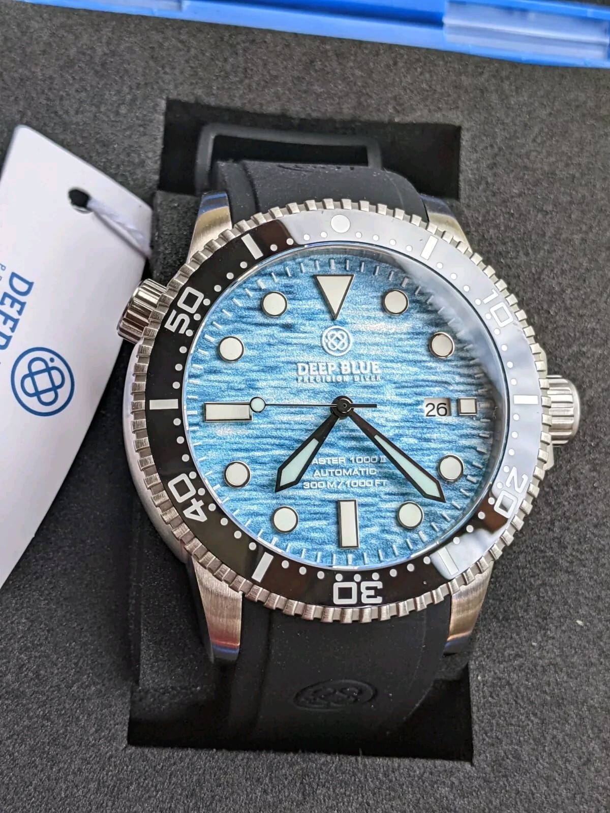 DEEP BLUE MASTER 1000 II 44MM AUTOMATIC DIVER OCEAN AQUA SEA BLUE DIAL
