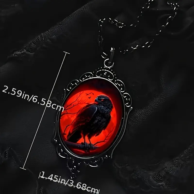 Raven Crow Bird Gothic Pendant Jewelry Vintage Vintage Black Necklace B