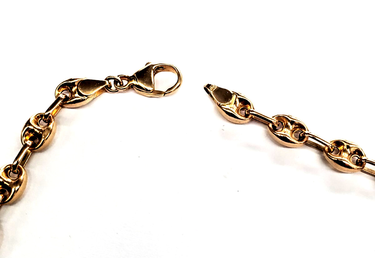 14K Yellow Gold 16-1/4″ Puffed Anchor/Mariner Chain -14.1 grams