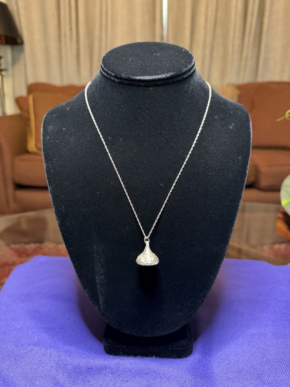 VTG JCF J&C Ferrara Sterling Silver 925 Hershey’s Kiss Pendant Necklace 16.3g