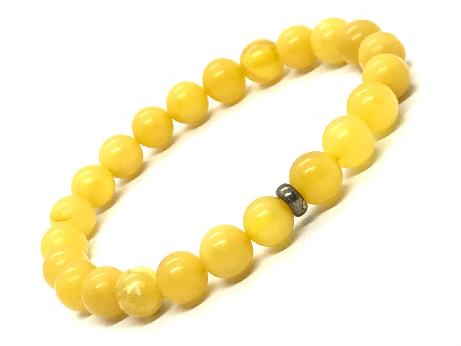 AMBER BRACELET Round Natural Baltic Amber Beads Egg Yolk Yellow Ladies 6,4g A104