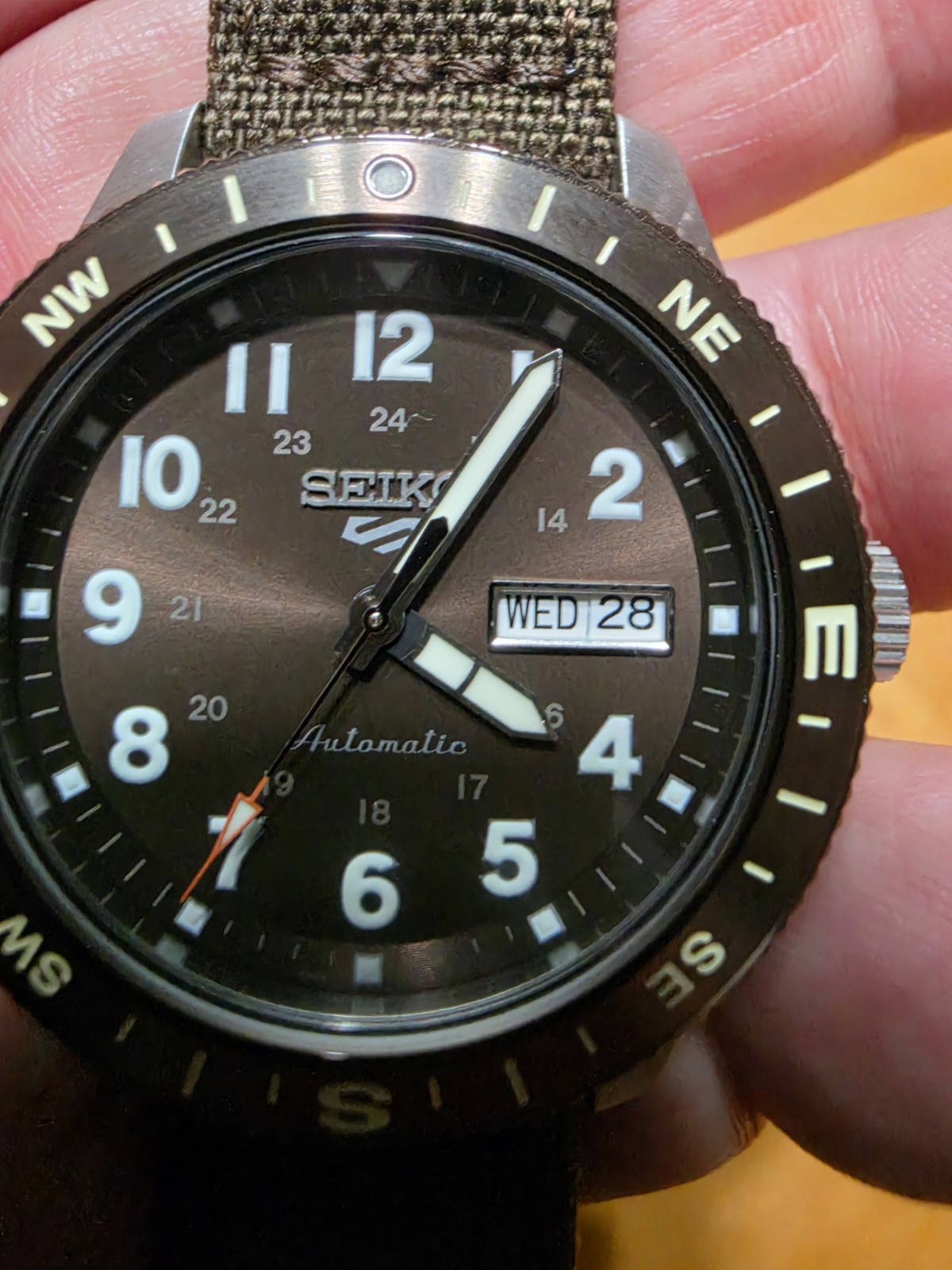 Seiko 5 Sports Field Series 41 MM Auto Nylon SS Brown Earth Dial Watch HDB009K1