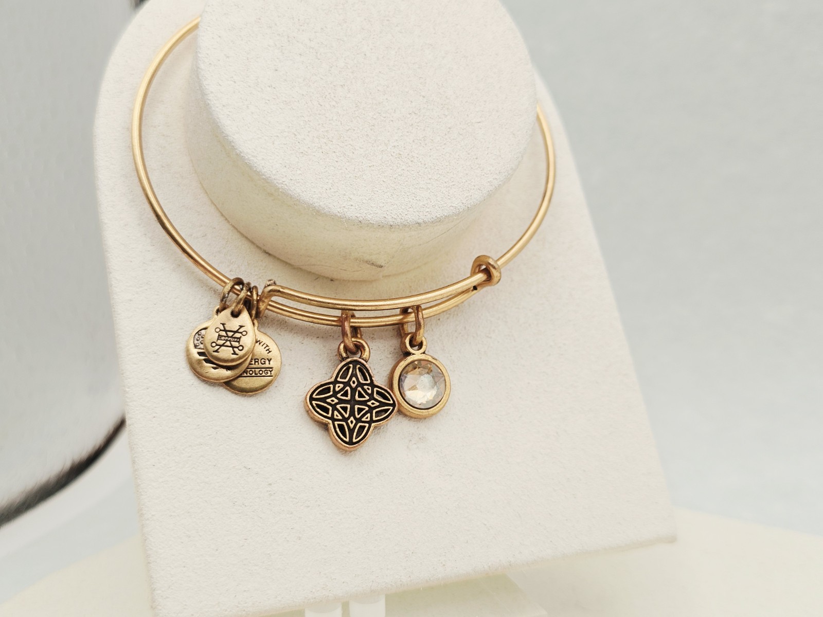 Alex and Ani ” Womens Wisdom ” Duos Gold Charm Bangle Expandable Bracelet