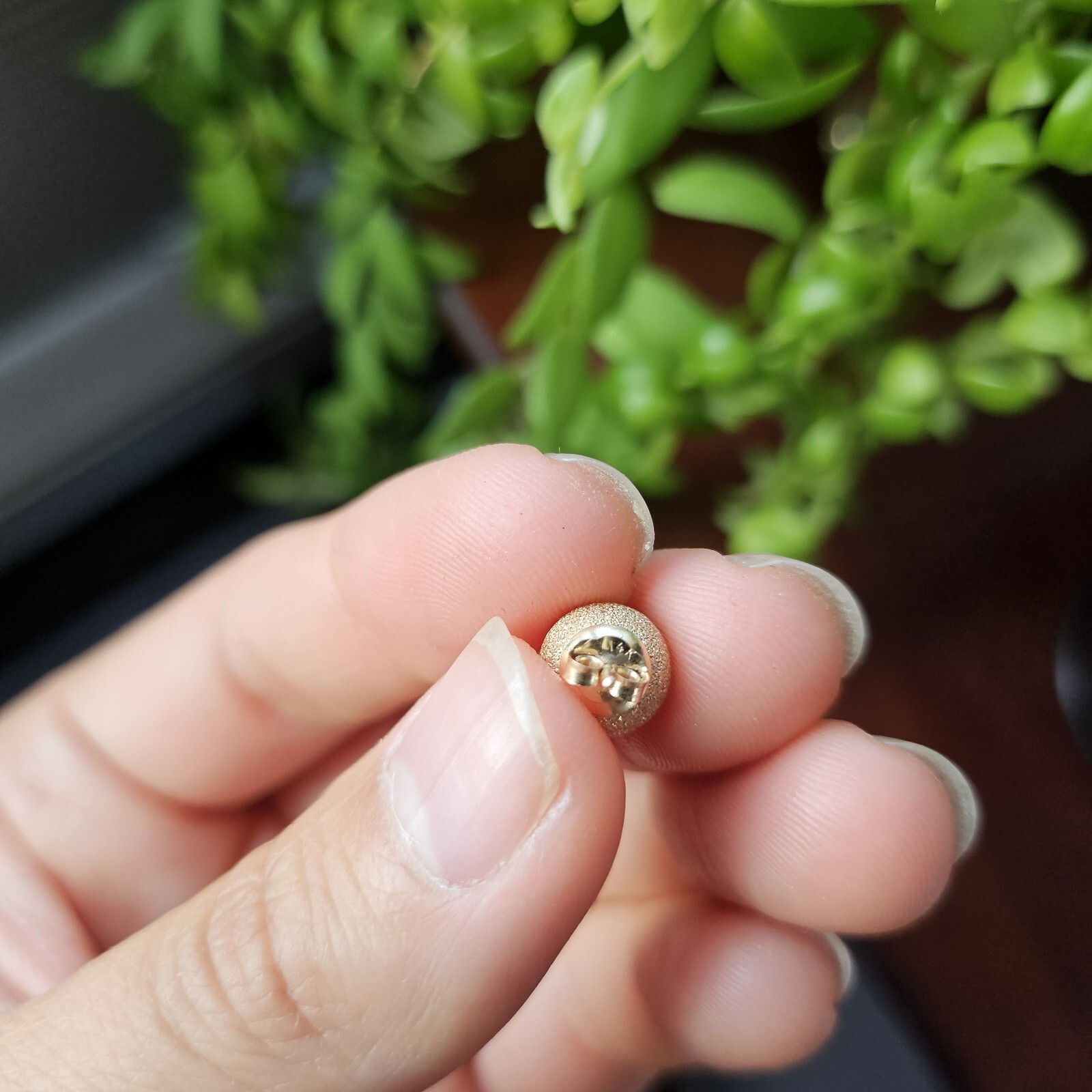 FZN 14k gold stardust sphere stud earrings 5/16″ ball diameter FUZION