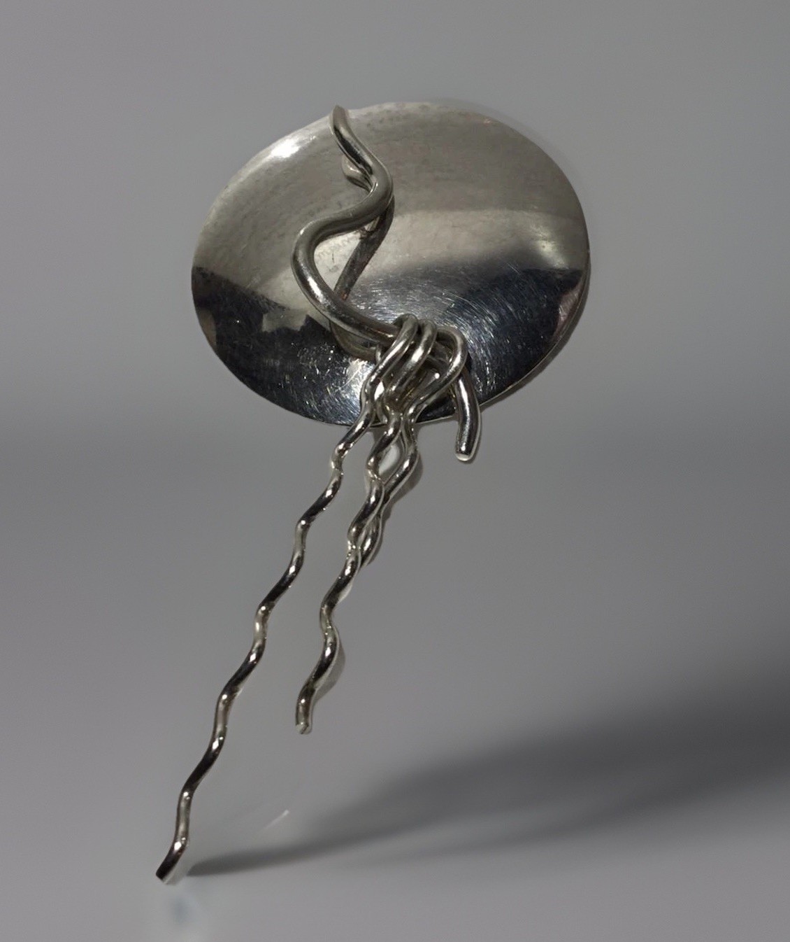 SUSAN CUMMINGS Handmade MODERNIST 925 Sterling Silver Articulated Brooch 11.5g