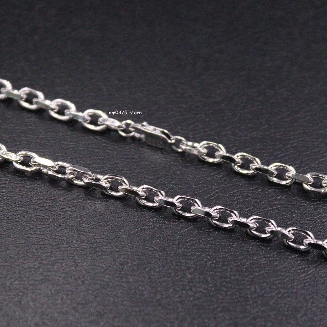 Real S925 Sterling Silver Necklace Women’s 4mm Solid Cable Chain 24inch /26-27g