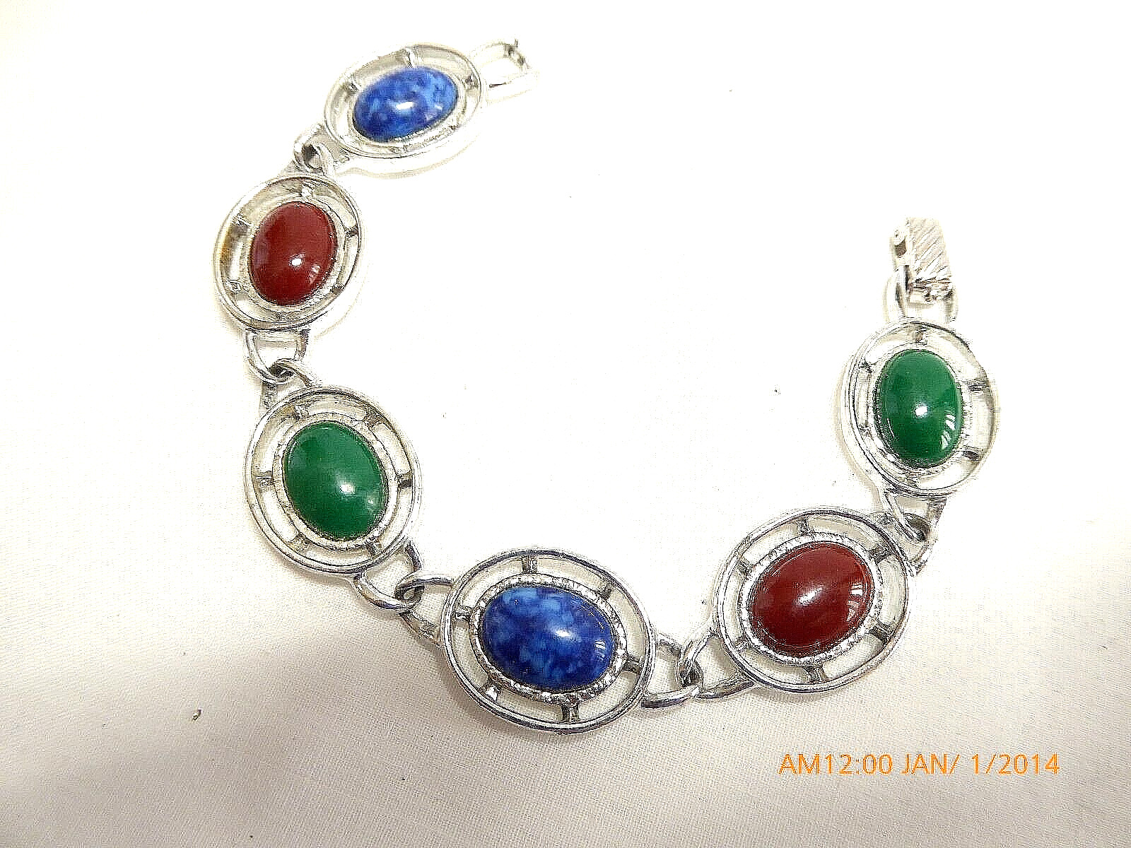 VINTAGE MULTICOLOR STONE DESIGNER SILVER BRACELET