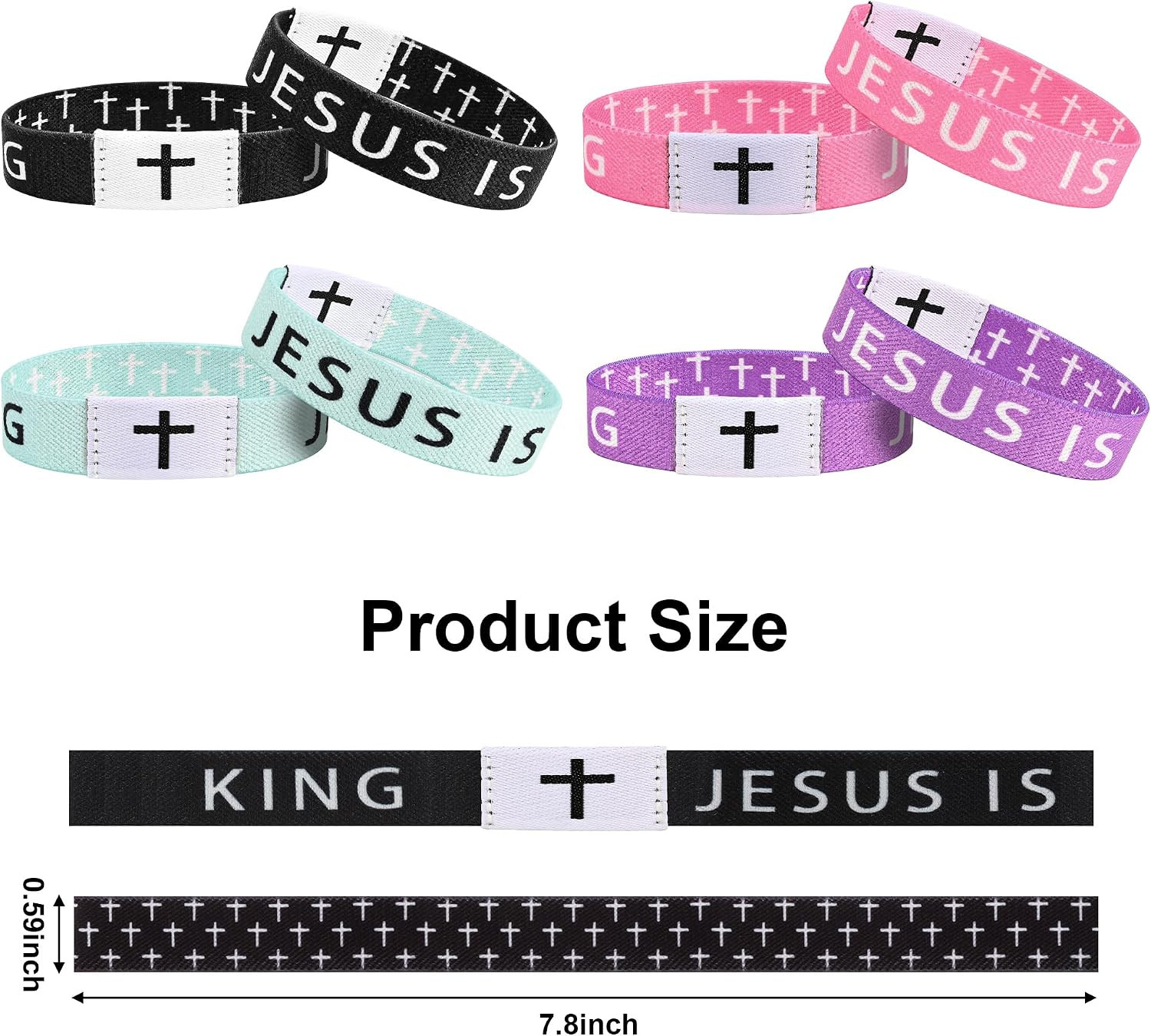 4PCS Daily Bible Verse Bracelet, Christian WWJD Jesus is King Bracelet for Wo…