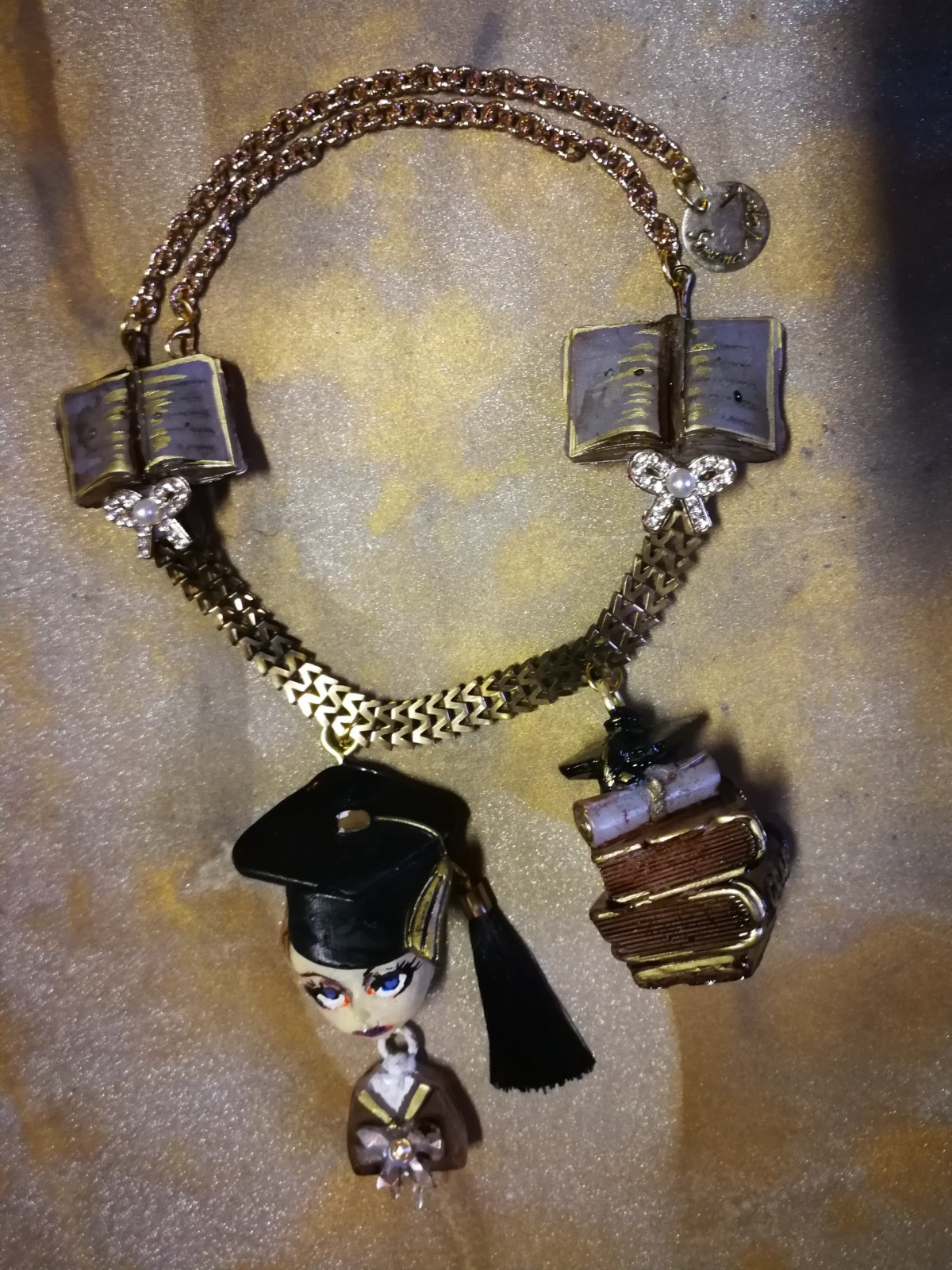 Statement Luxury Necklace Jewelry Pendant Sculpture Books Thesis Lawyer Gift Bib