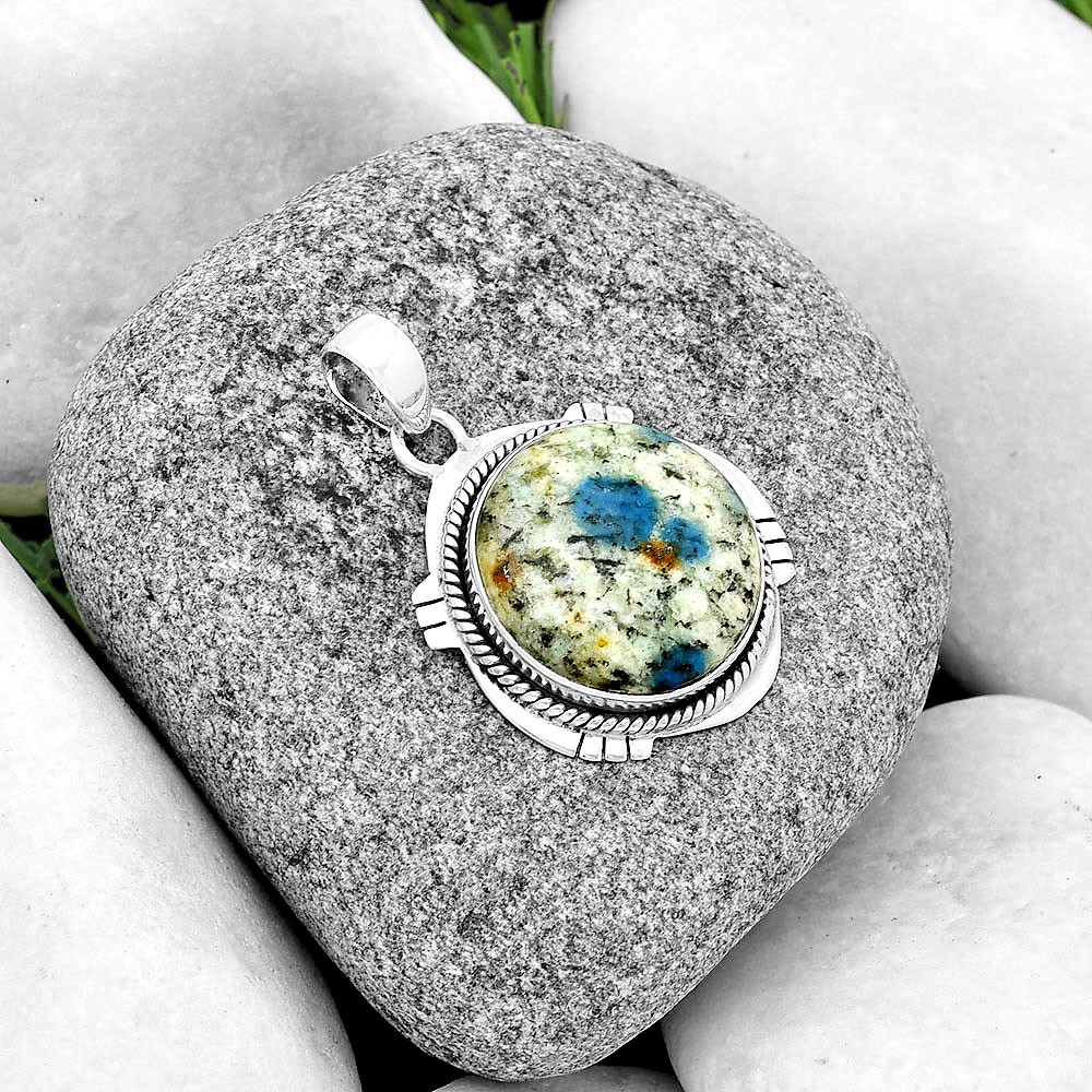 Natural K2 Blue – Azurite In Quartz 925 Sterling Silver Pendant Jewelry P-1463