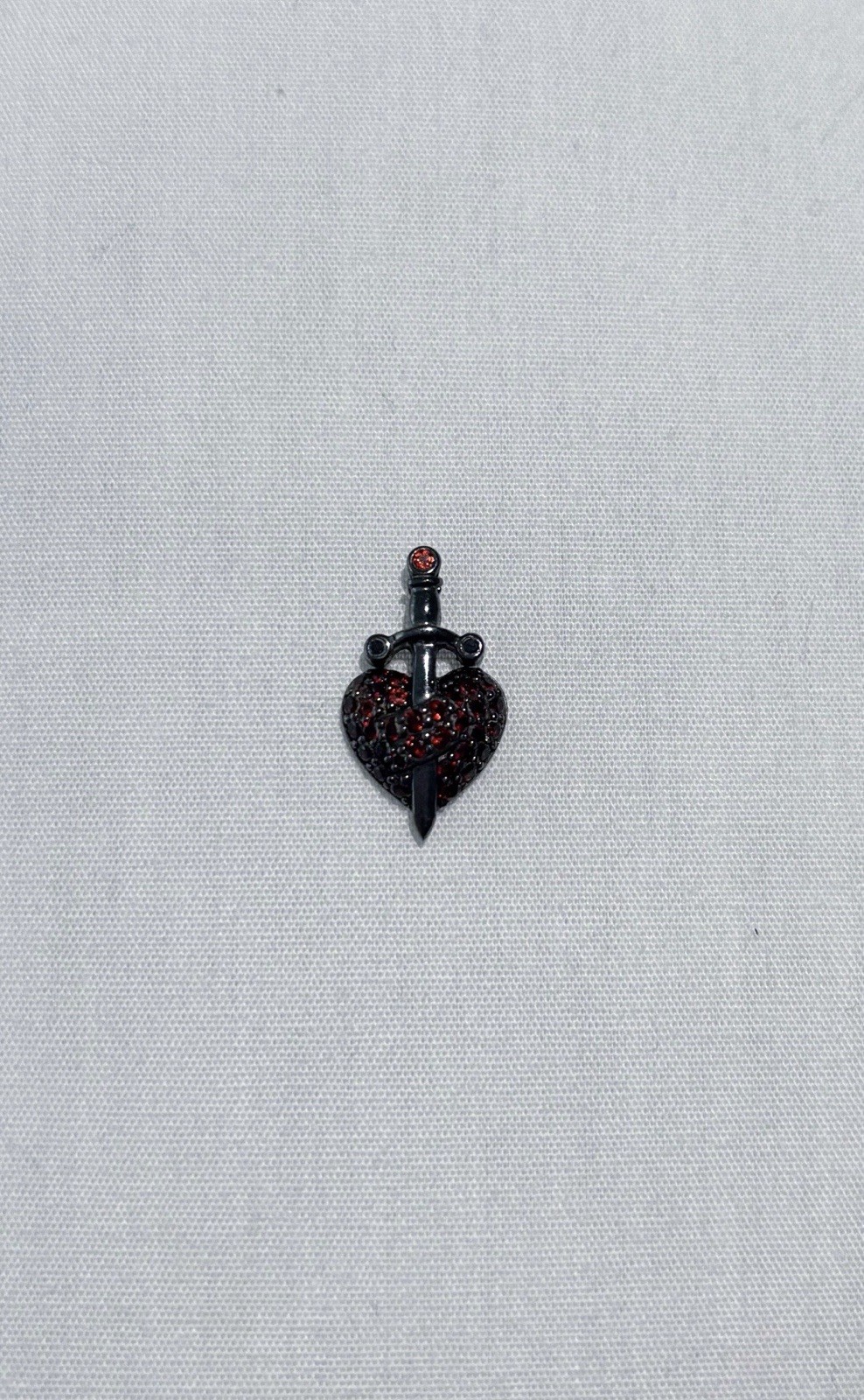 Zales Disney Evil Queen Garnet Black Diamond Heart Pendant 925 Silver & Rhodium