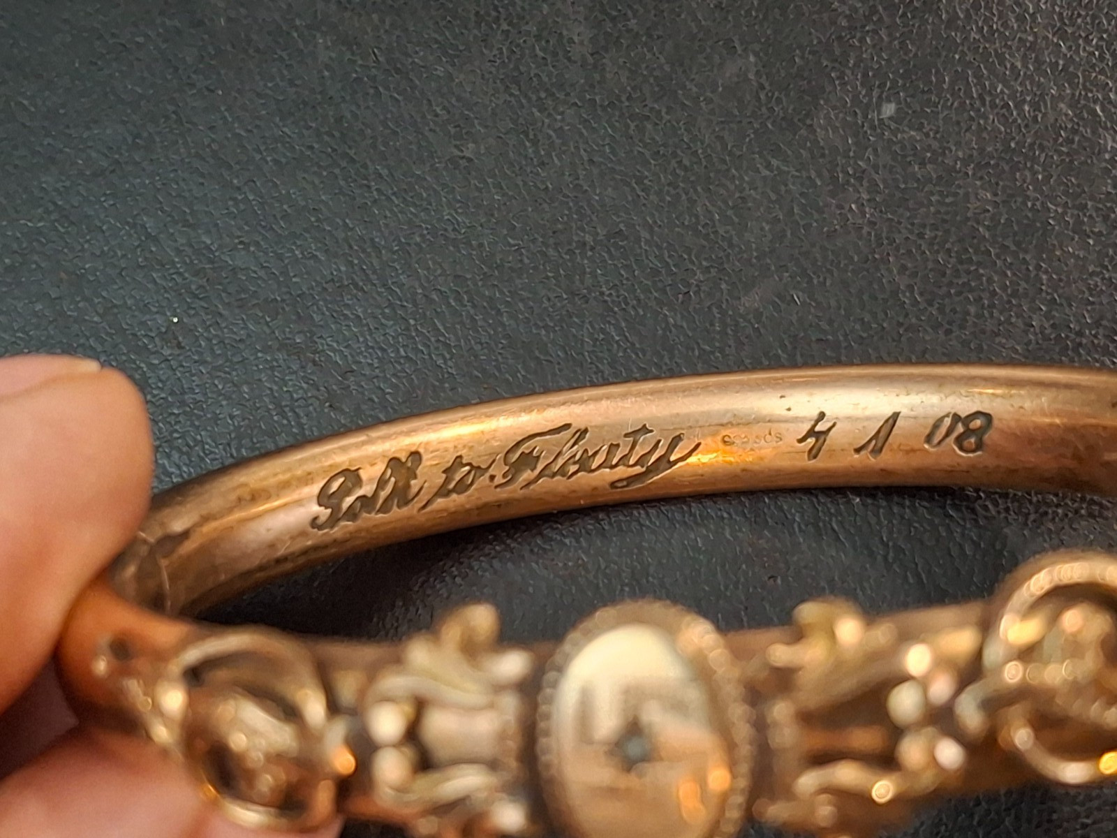 Antique Art Nouveau S.O.Bigney & Co Bangle Bracelet Signed