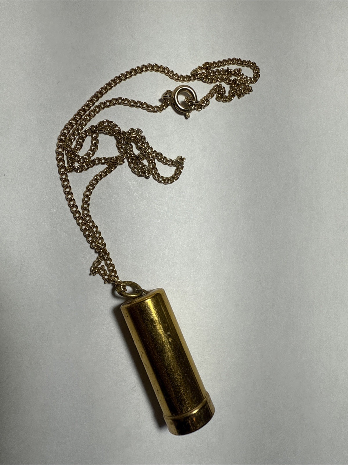 Necklace Pill Box On 18” Chain Yellow Gold Plated Signed “scope Pat Pending” Old