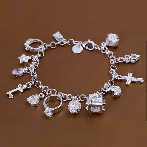 925 Sterling Silver Charm Bracelet – US SELLER – FAST FREE US SHIPPING –