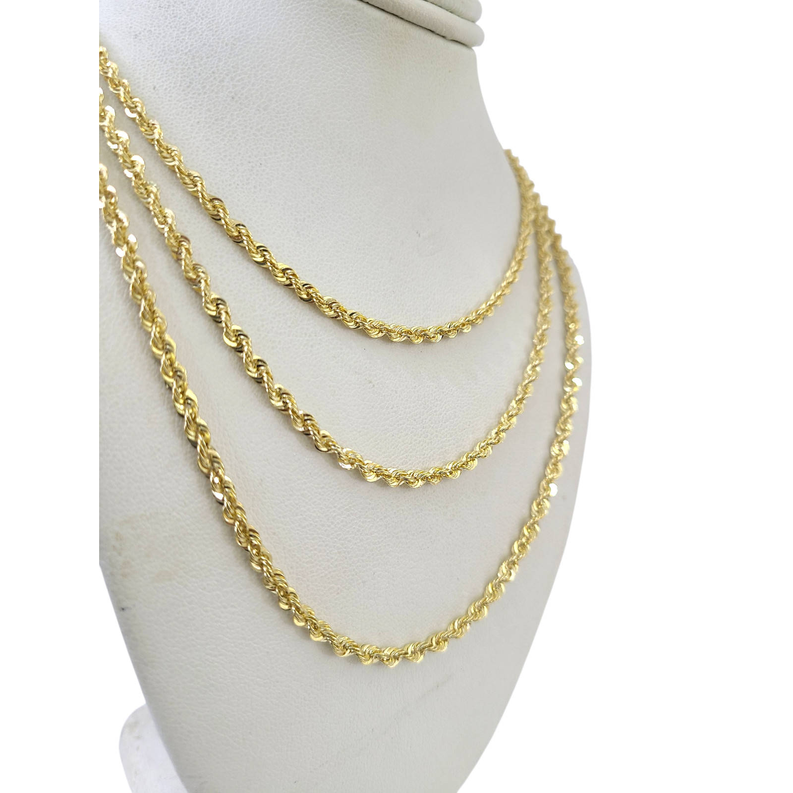 10k Gold Hollow Muray Rope Chain Necklace 3mm 18″ 20″ 22″ 24″ Men Women Gift