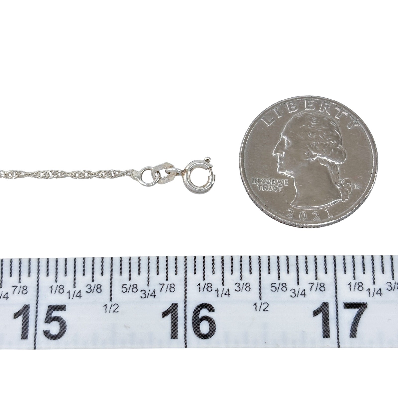 Vintage Sterling Silver 925 Singapore Link Chain Necklace 16″