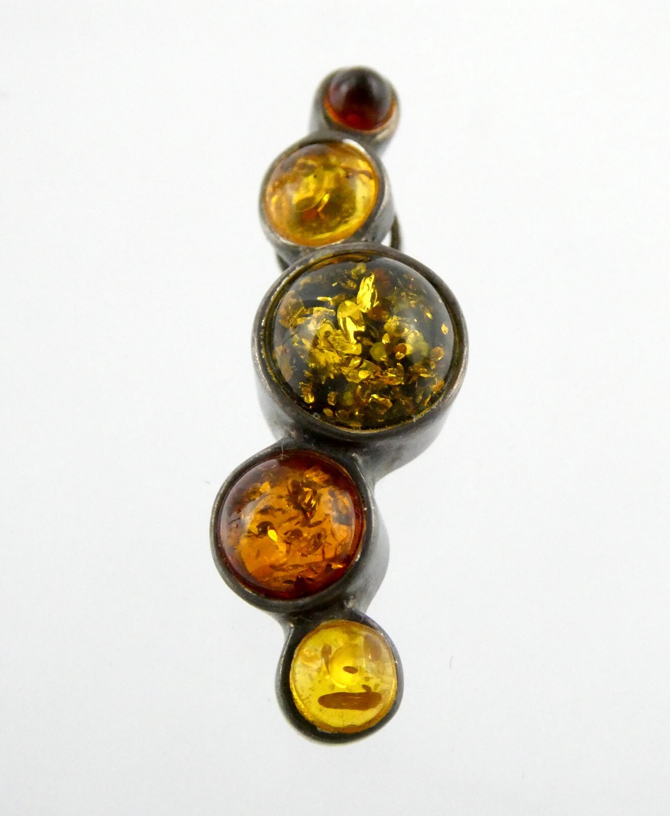 Sterling Silver Yellow Green Orange Amber Slide Pendant 925 2.8g 1 1/8 Inches