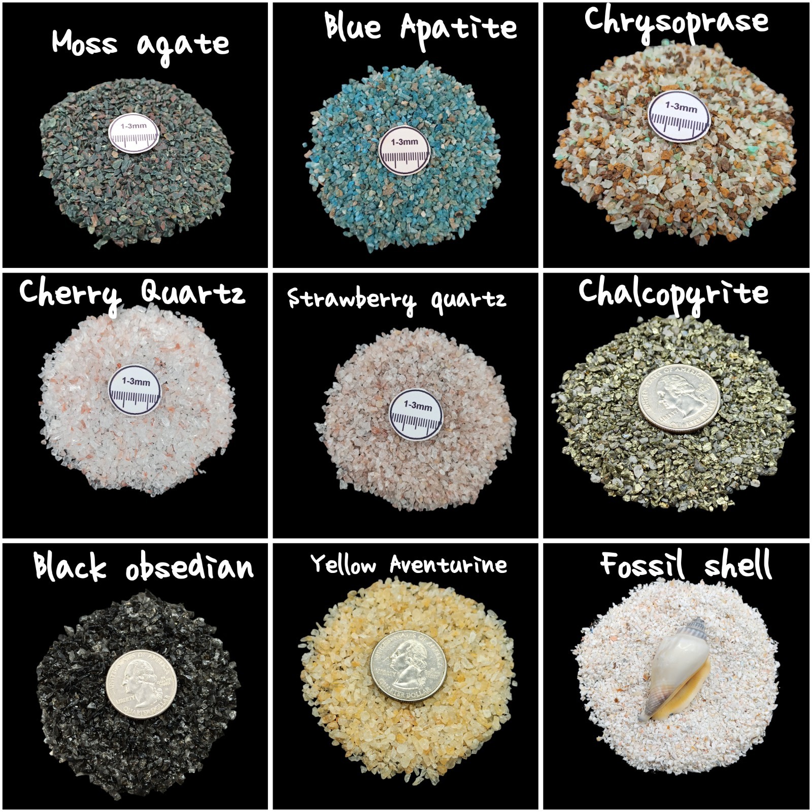 Natural Coarse Crushed Gemstone 1-3mm For Jewelry Making Wood work Wood Inlay