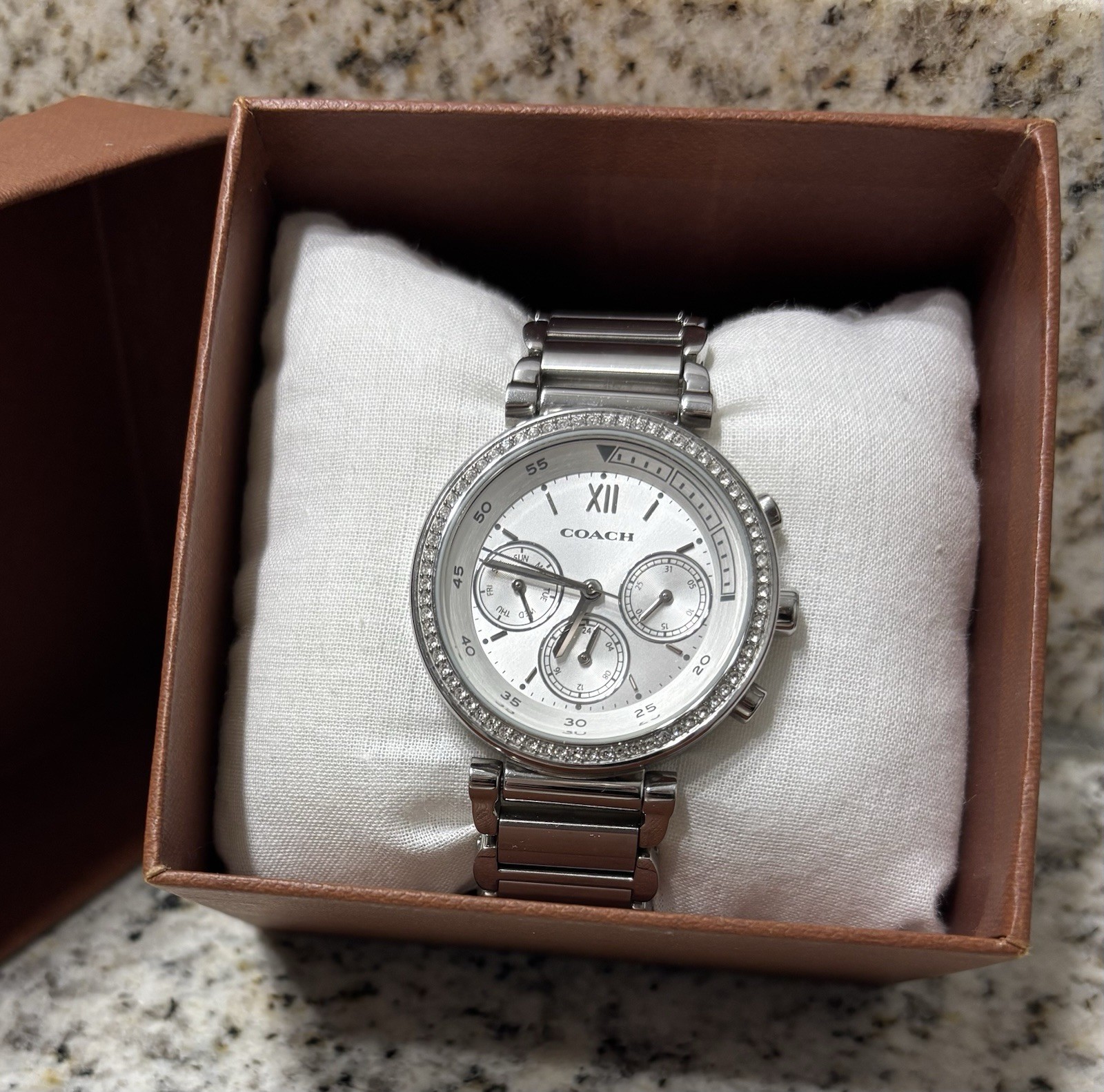 Coach Madison Women’s Chronograph Quartz 42mm Silver SS Bracelet w/ Box