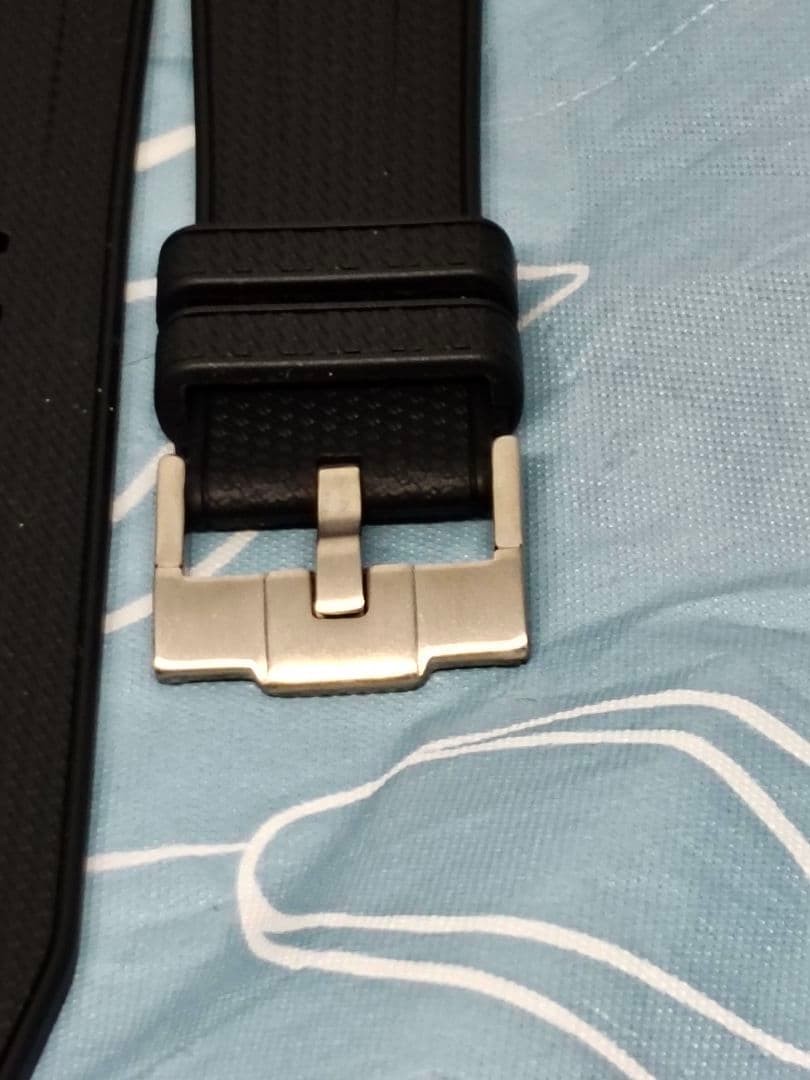 Bulgari Rubber Belt 22mm Black Leather Silver Pin Buckle Used