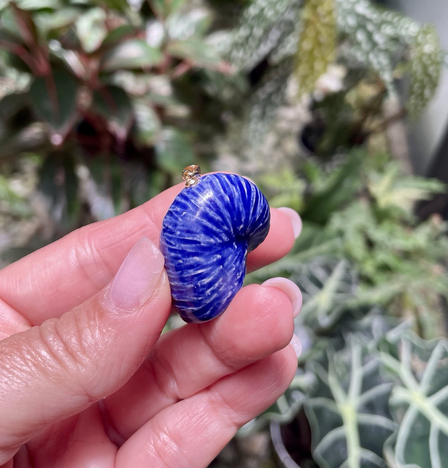 Handmade Ceramic Pendant Jewelry. Unique piece. Indigo