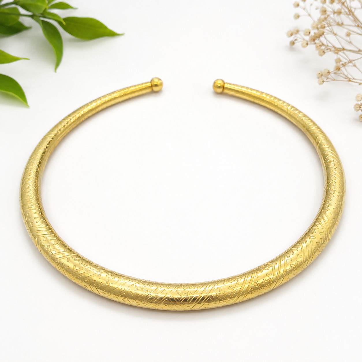 Brass Hasli Necklace Open Collar Choker Tribal Boho Statement Jewelry