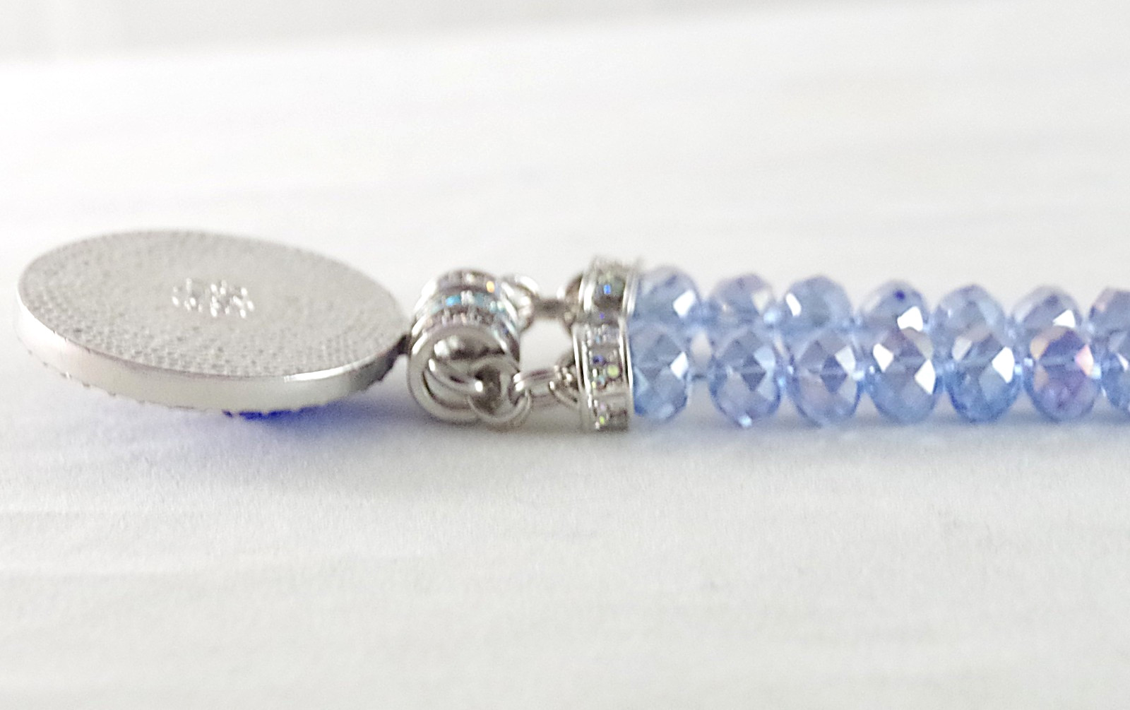 KIRKS FOLLY MAGNETIC CRYSTAL RHINESTONE BLUE ANGEL GODDESS SILVER TONE NECKLACE