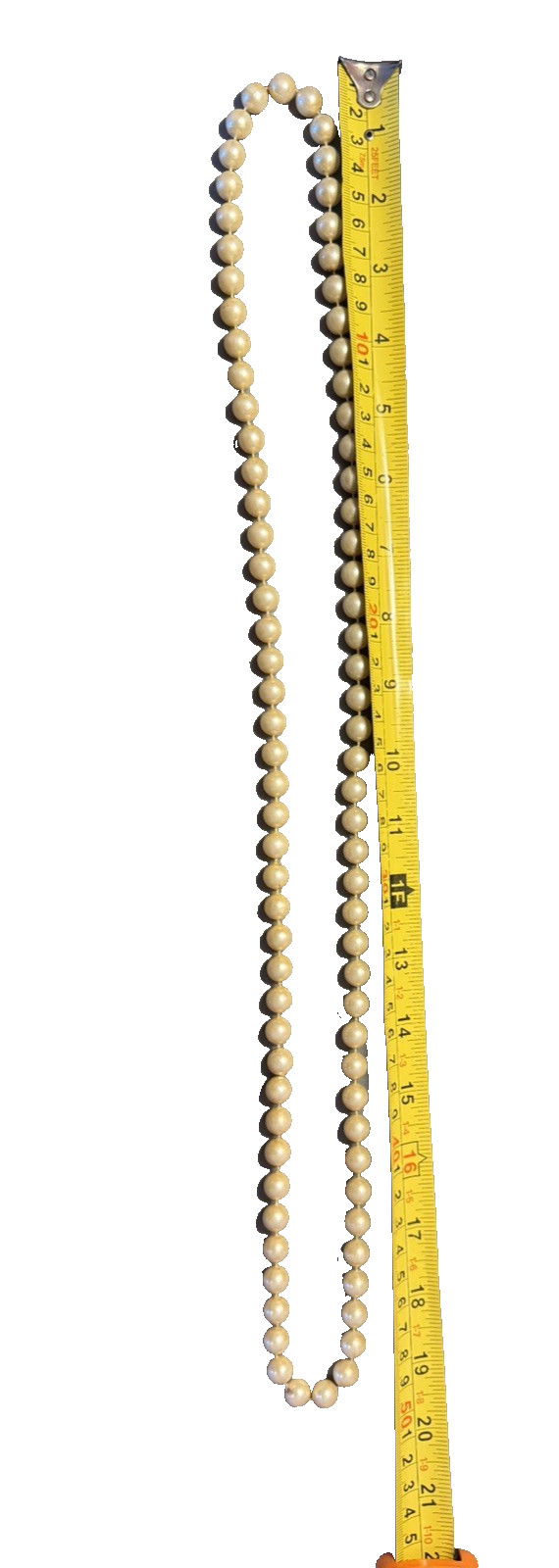 Faux Pearl Beaded Necklace Cream/Champagne color 39 Inches long no clasp