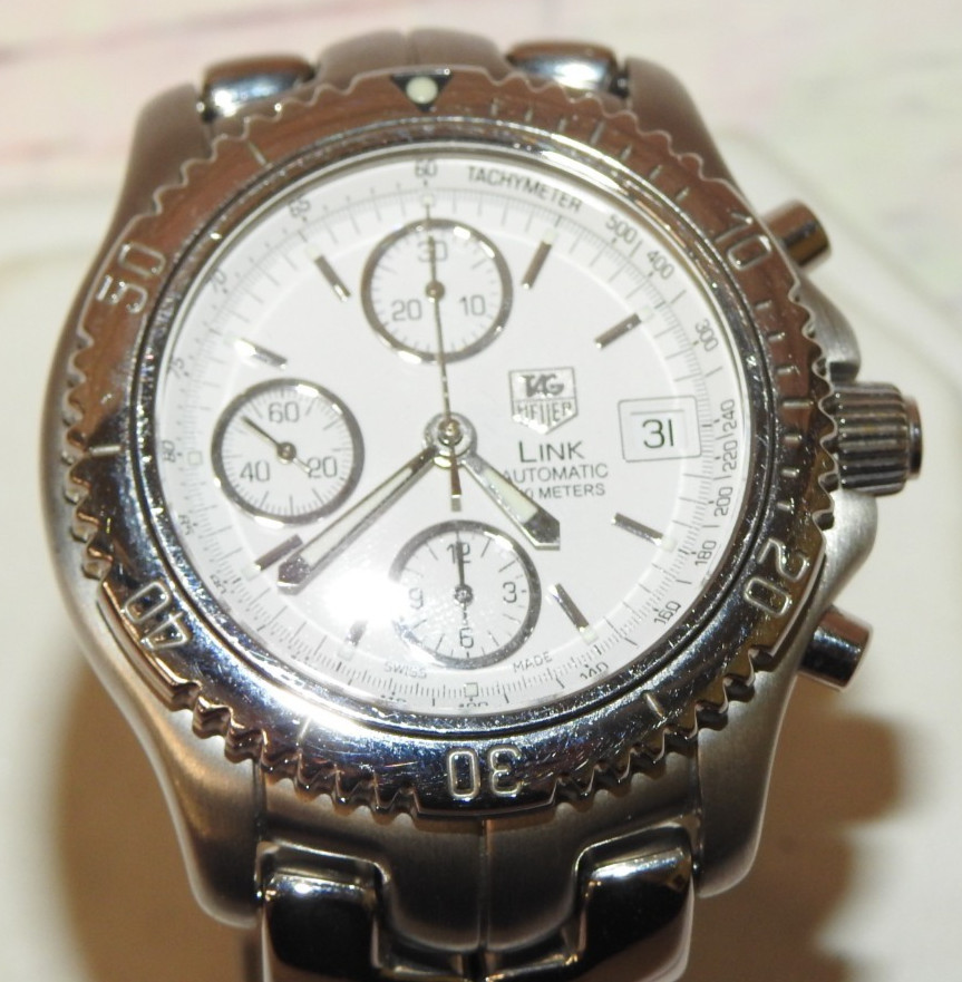 Tag Heuer CT2112 Link White Dial Automatic 41mm Chronograph Watch FITS7″