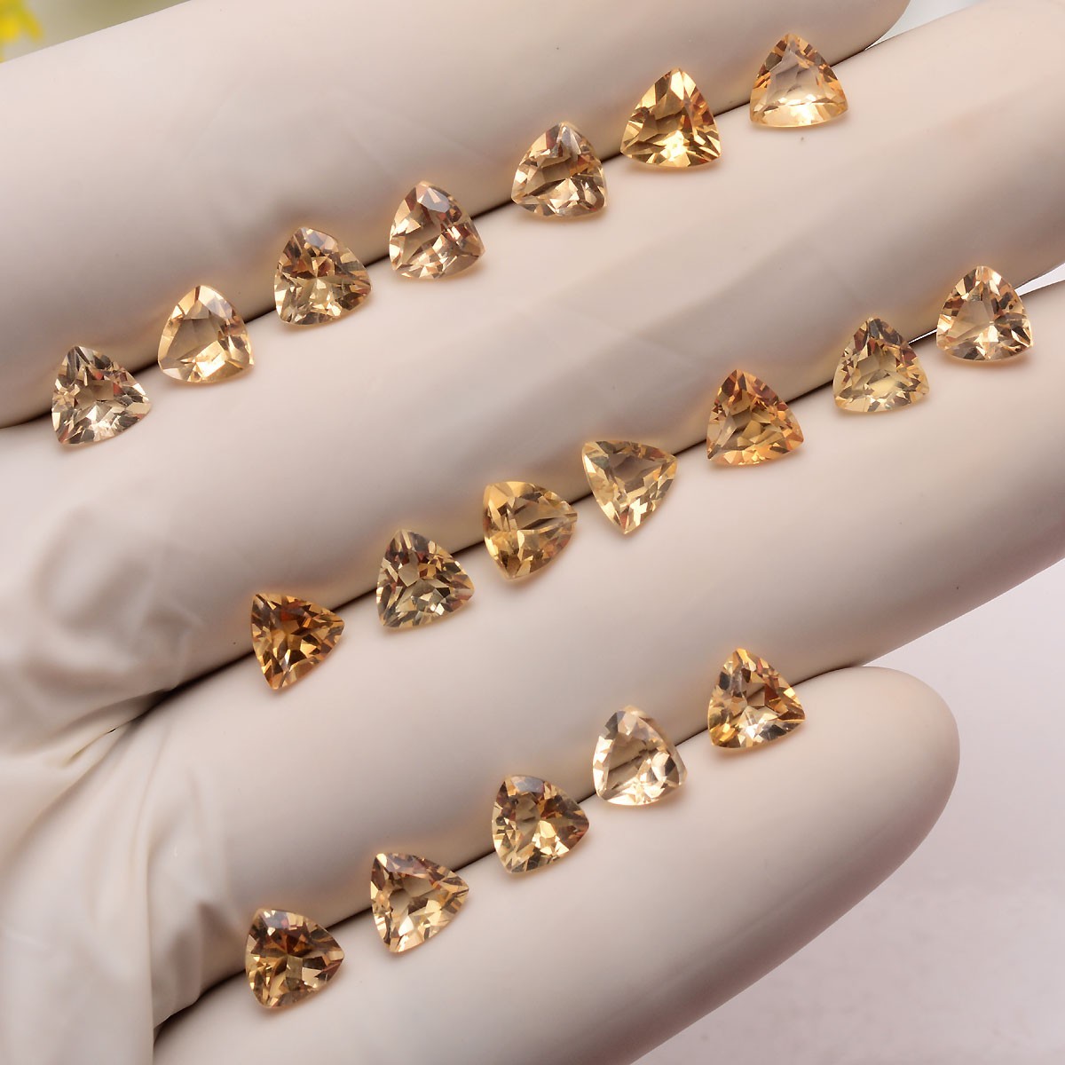 VVS 22 Pcs Natural Citrine 6mm Trillion Cut Dazzling Yellow Huge Loose Gemstones