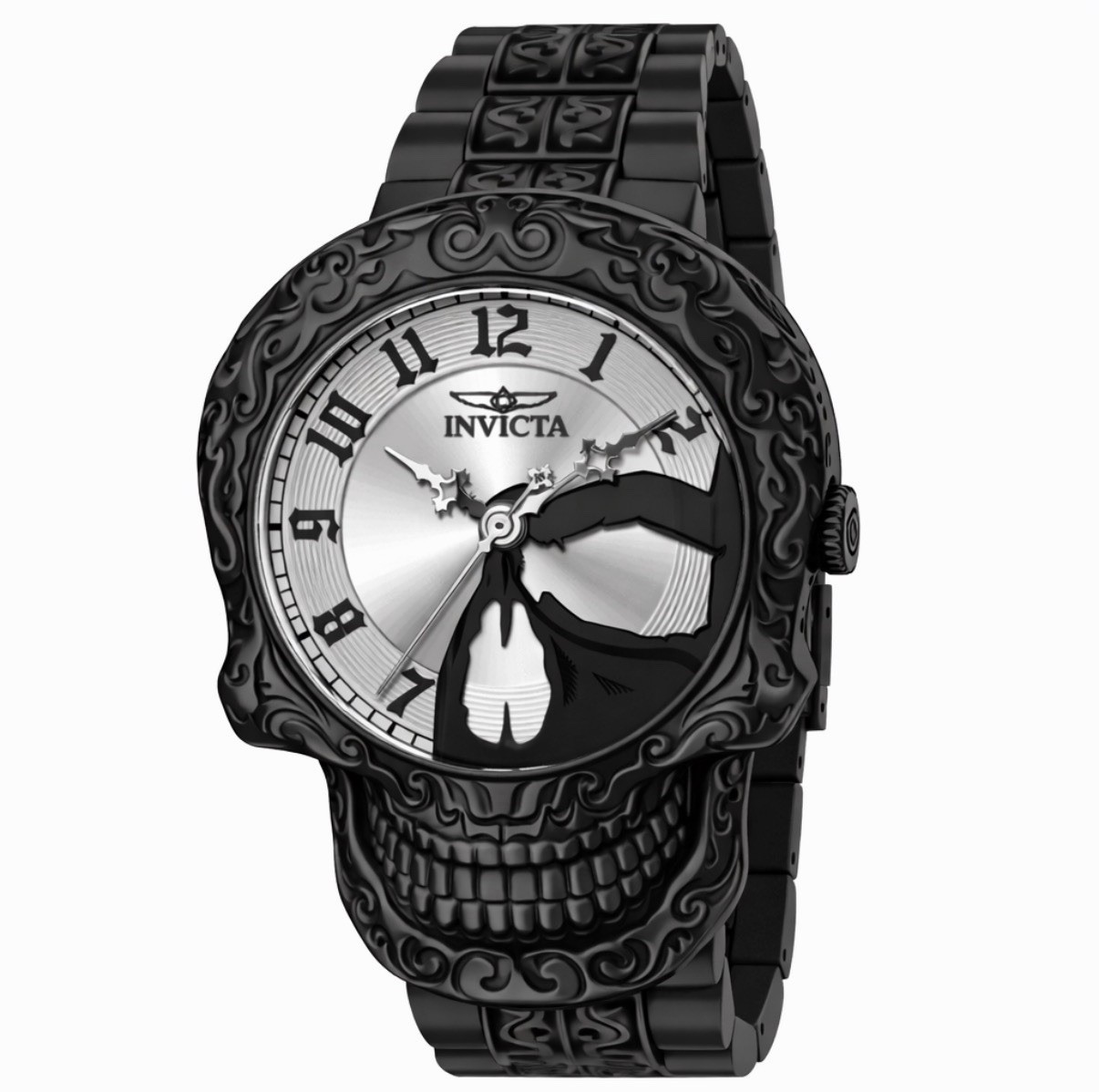 Invicta Artist Skull Hand Painted Black & Grey Men’s Watch, 50.5mm | 33967