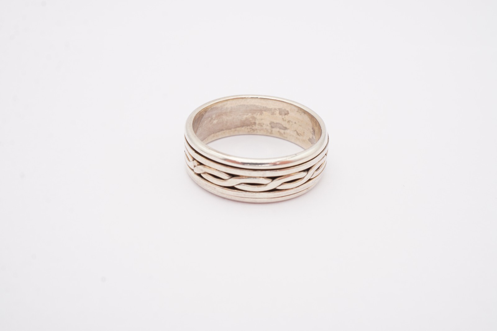 Sterling Silver 925 Barbed Wire Spinner Ring Size 8