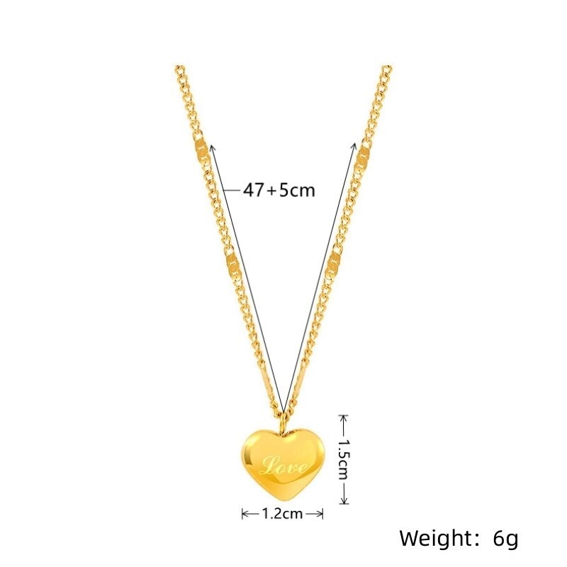 1 Gold Plated Heart Love Women Beuty Fashion Engraved Chain Necklace (Foreign Shipping)