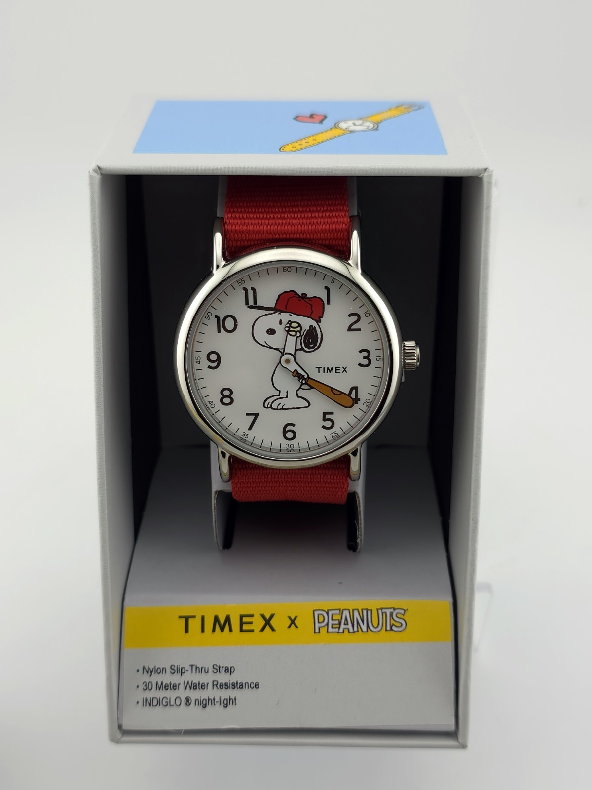 Timex Weekender 38mm Peanuts Snoopy Watch – Red Nylon Strap – TW2R41400JT
