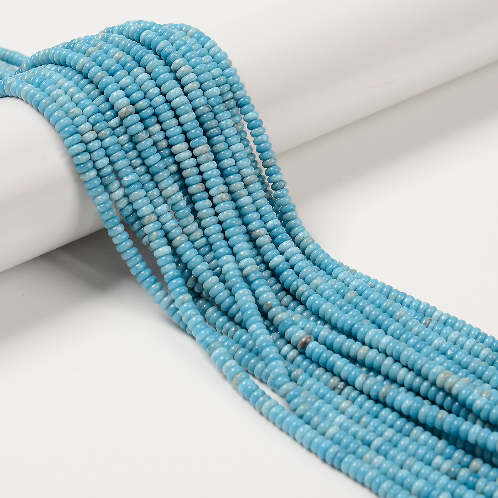 Larimar Quartz Smooth Rondelle Beads Size 2x4mm 15.5” Strand
