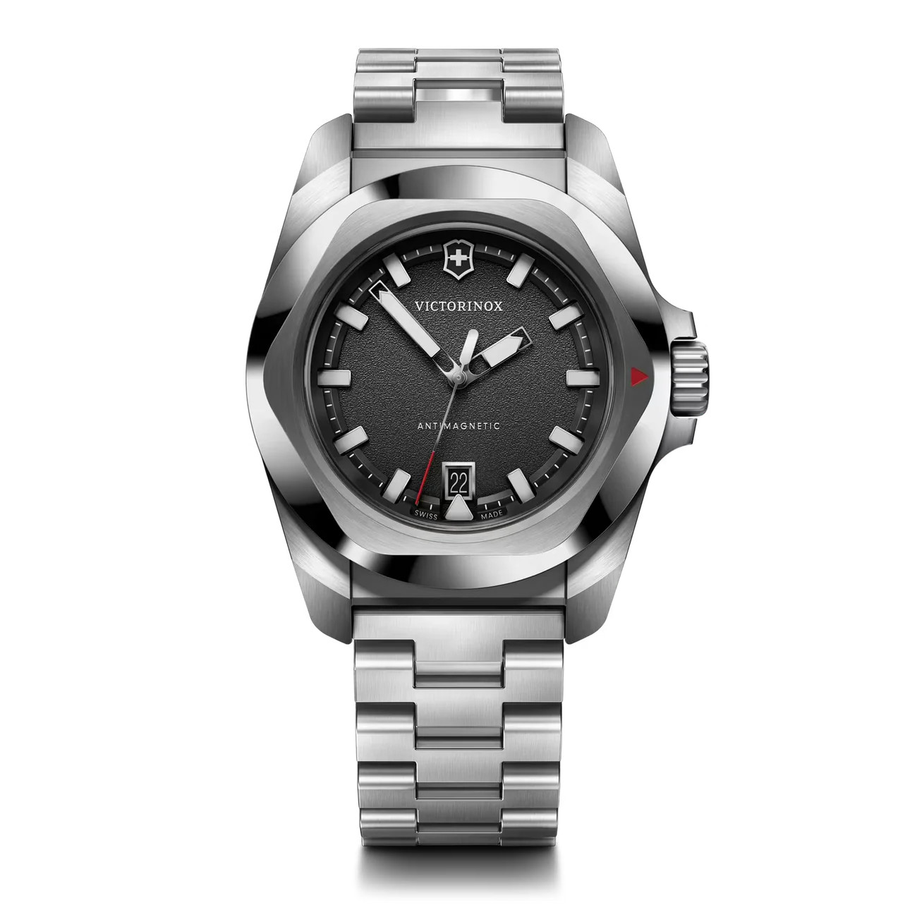 Victorinox I.N.O.X. Quartz 41 MM Stainless Steel Black Dial Watch 242030