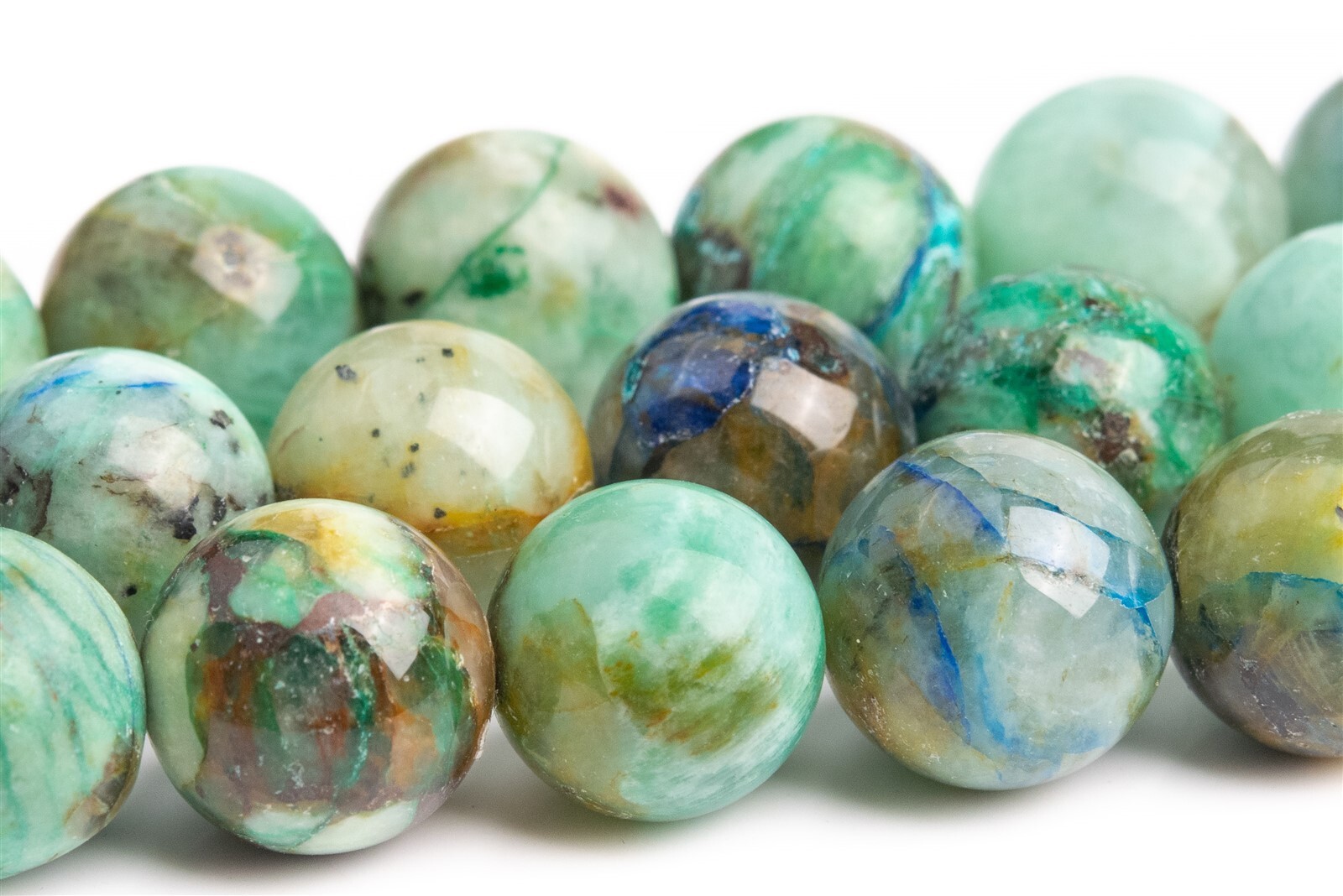 Genuine Natural Azurite Malachite Quartz Grade AA Round Beads 6/8/9-10/11-12MM