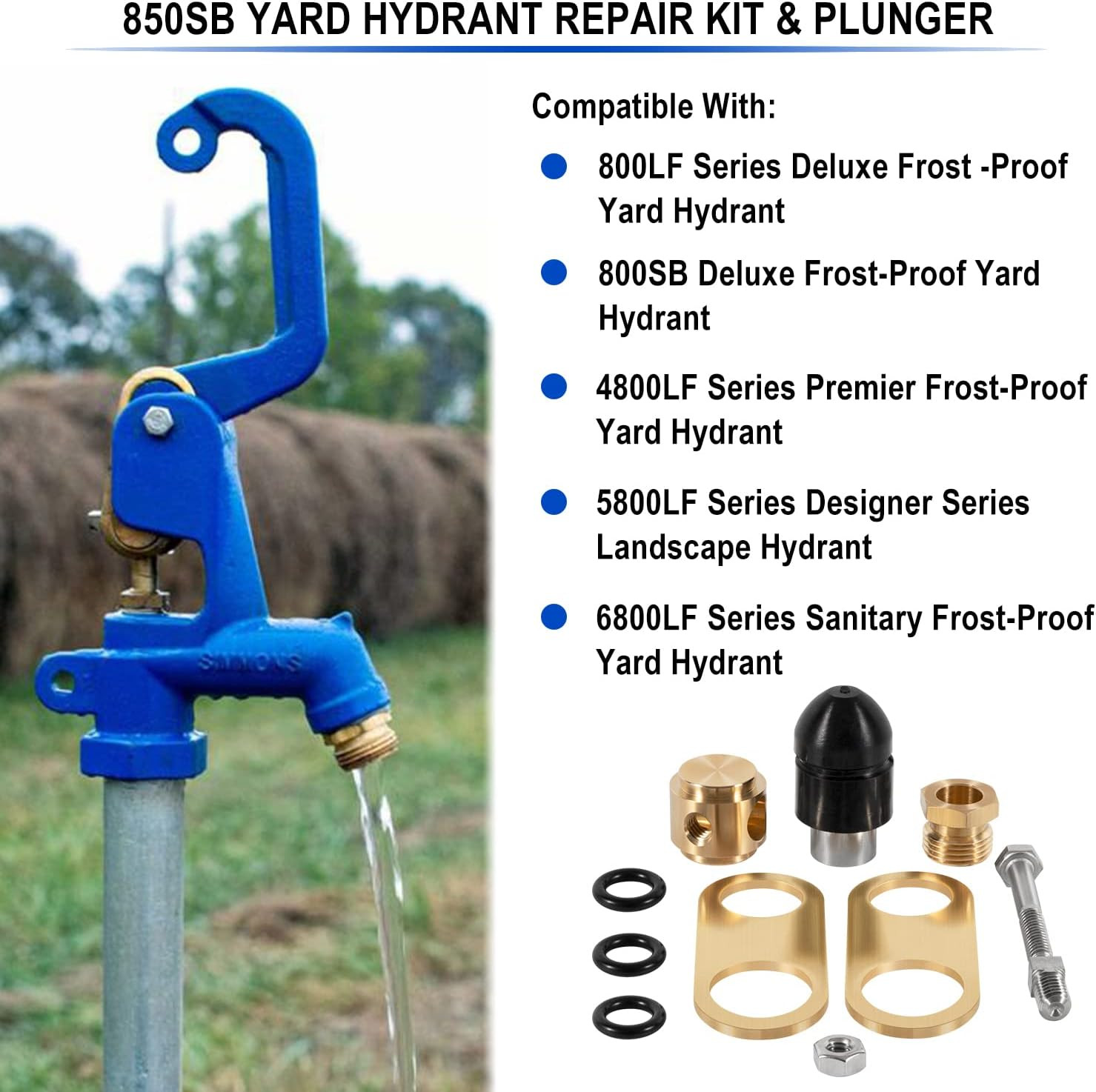 850 Sb Parts Kit Yard Water Hydrant Repair Kits & 8842 Plunger Fit for Simmons 8