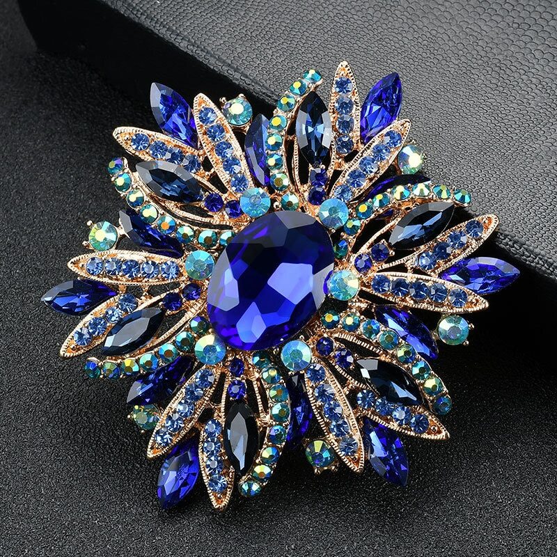 Flower Brooch Jewelry For Women Elegant Crystal Corsage Accessories Party Pins