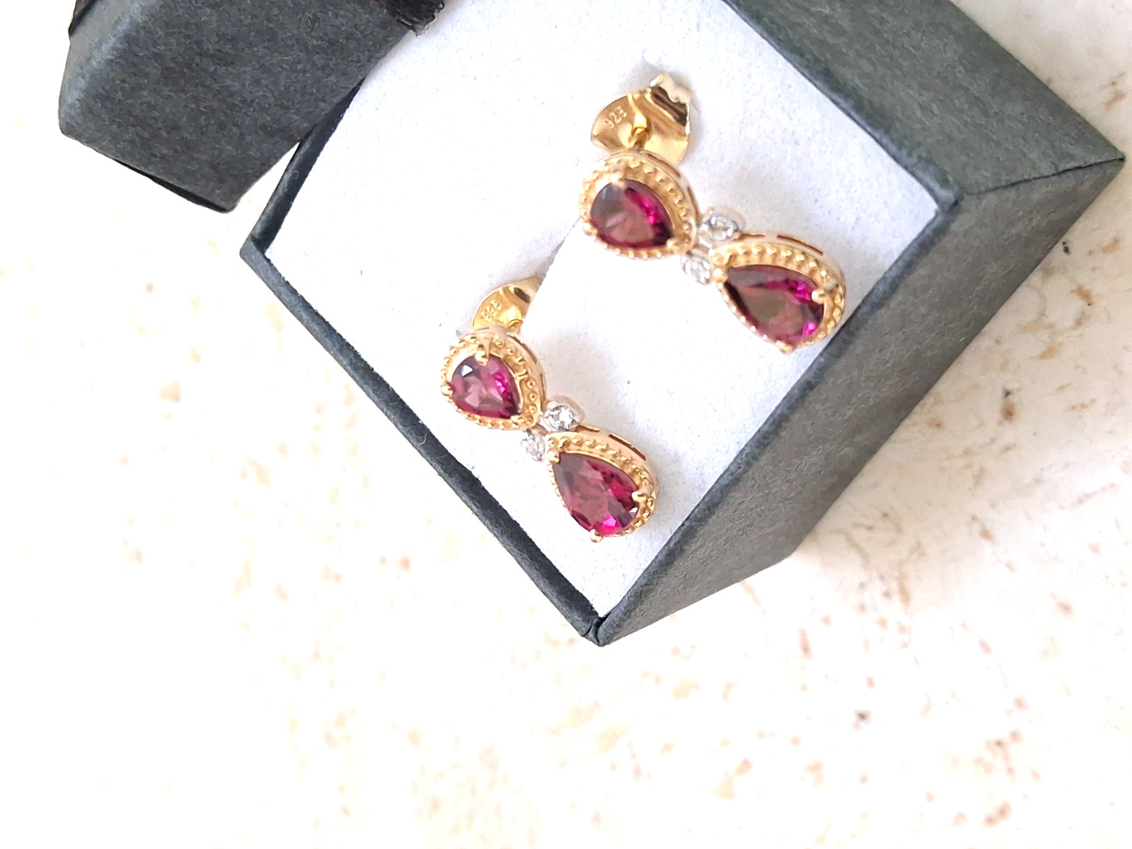 Orissa Rhodolite Garnet and Natural Zircon Sterling Silver Earrings – New/Sealed
