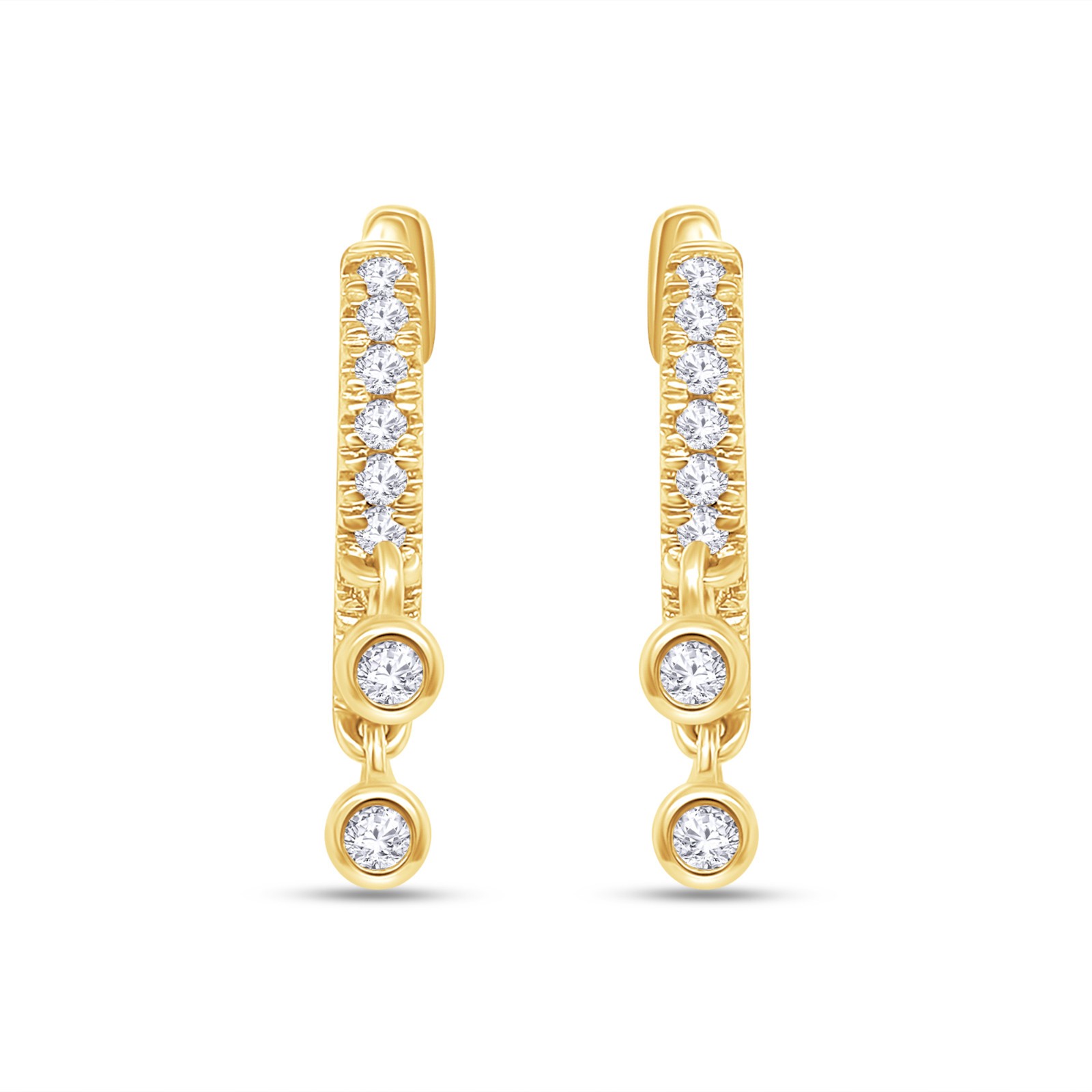 1/8 Ct Lab Grown Diamond Drop Dangle Single Earring in 14K Yellow Gold
