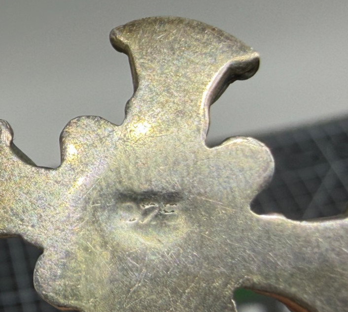 Vintage Southwestern Style Sterling Silver Turquoise Cross Pendant 3cm x 2.5cm