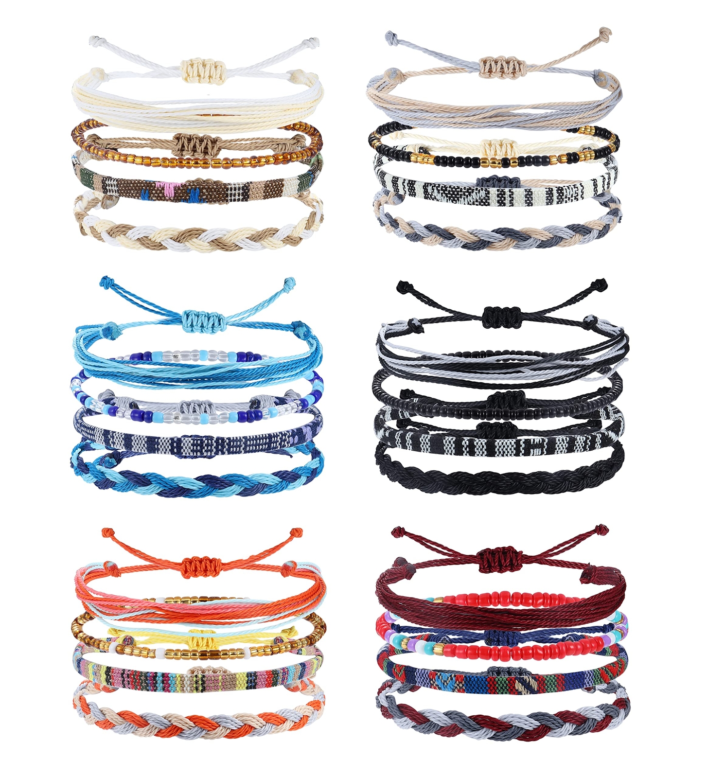 Pulsera de playa estilo surfista bohemio de 24 piezas para hombres y mujeres